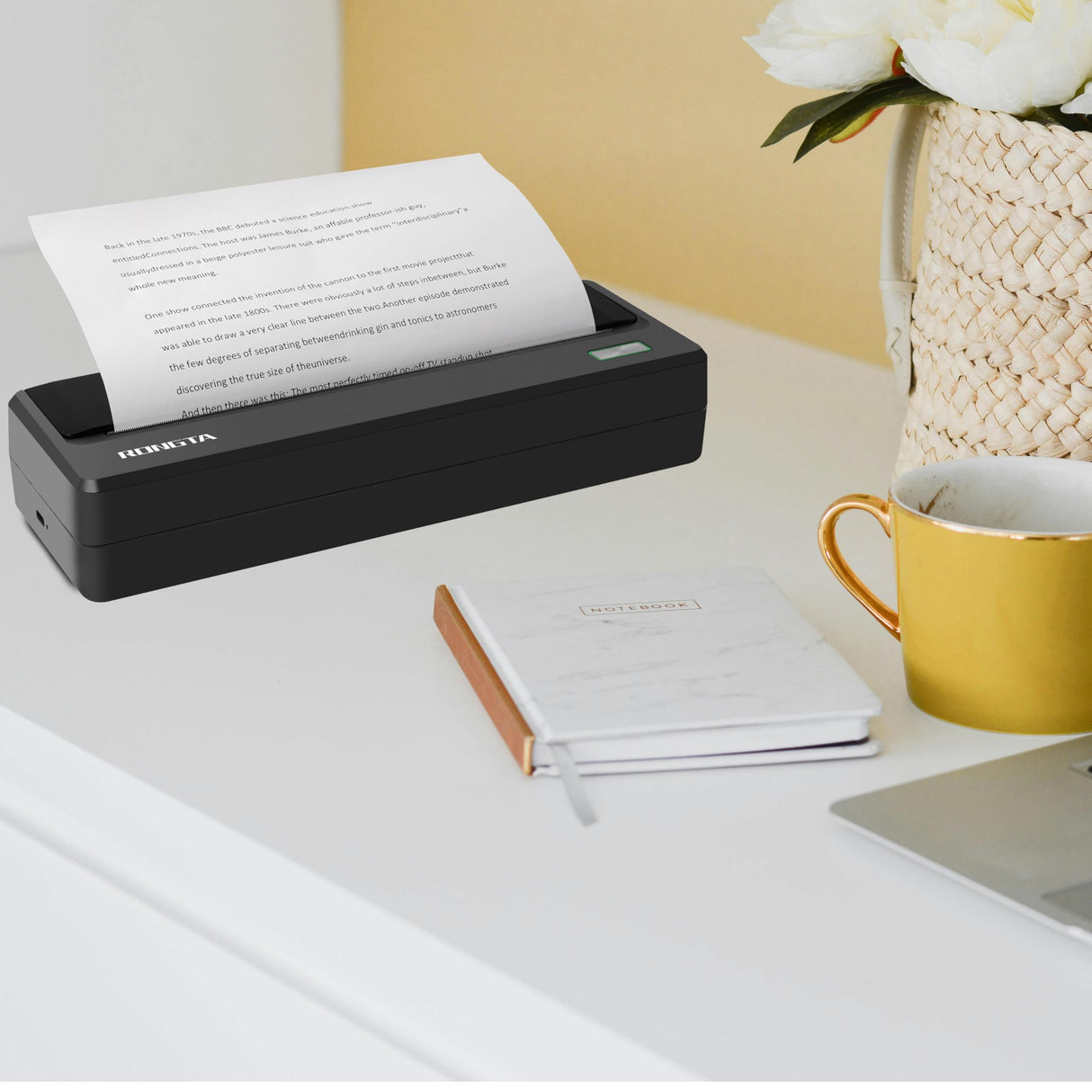 Rongta Portable Printer Wireless for Travel, Bluetooth Thermal Printer, 300DPI Inkless Support 8.5" X 11" US Letter Legal, A4 A5 Thermal Paper, Compatible with Android iOS Phone Laptops Rongta