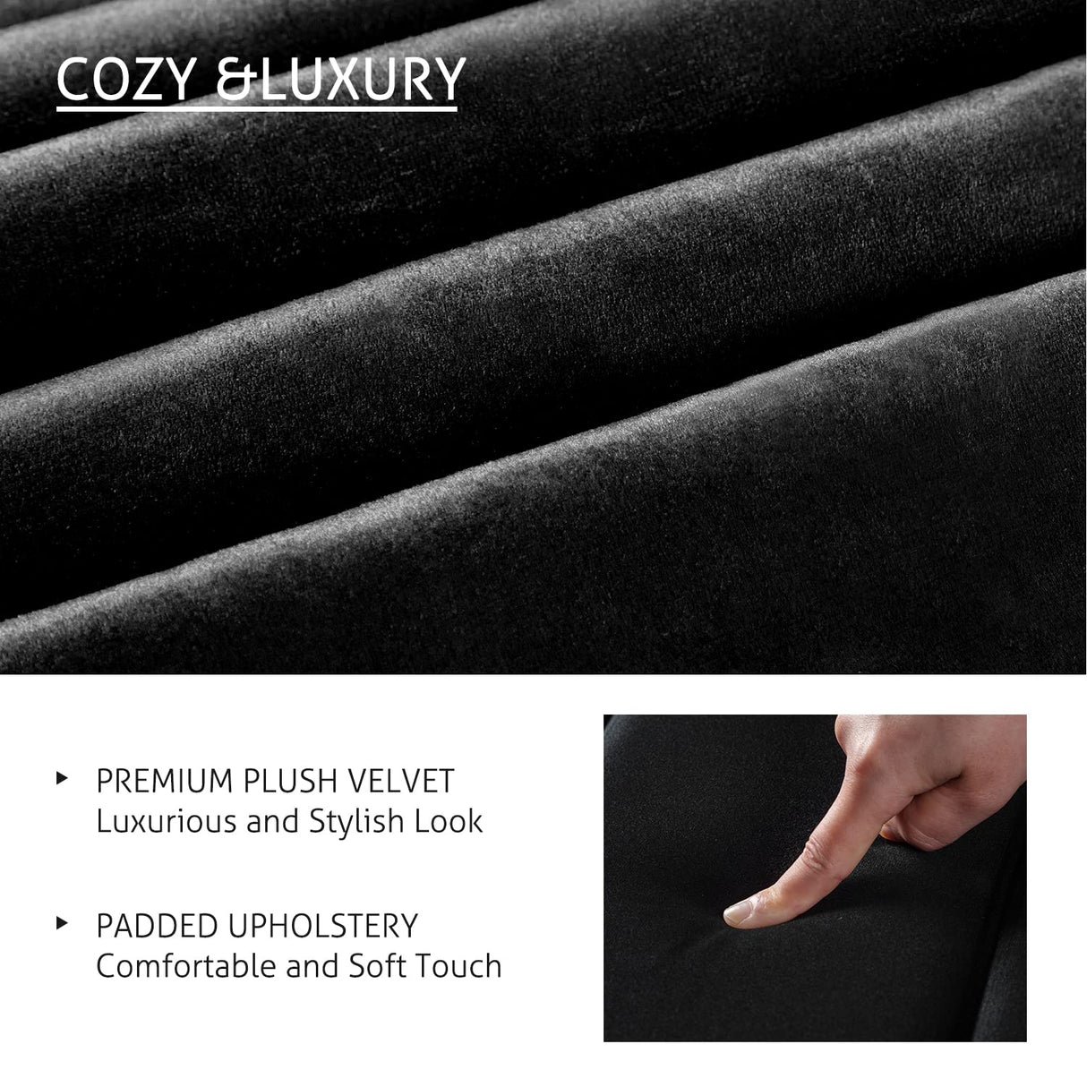 SHA CERLIN King Bed Frame/Velvet Upholstered Platform Bed Frame with Headboard/Strong Wood Slats Support/Mattress Foundation/No Box Spring Needed - Black SHA CERLIN