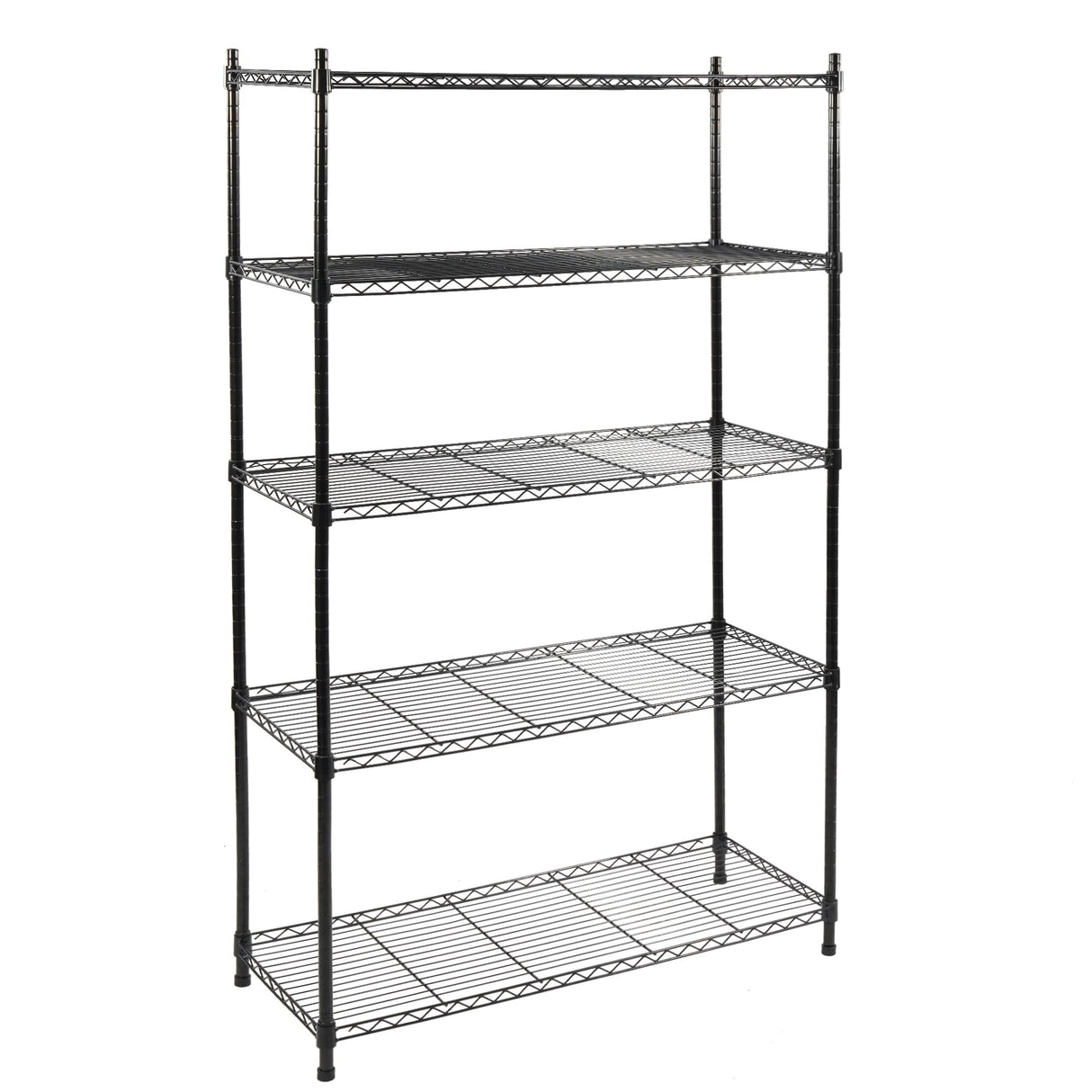 Elevon 5-Tier Storage Shelves, Adjustable Metal Wire Shelving Unit with Leveling Feet Heavy Duty Pantry Shelves Organizer Rack for Kitchen Garage Laundry Office Warehouse, 35"L x13.4"W x64.3"H, Black Elevon