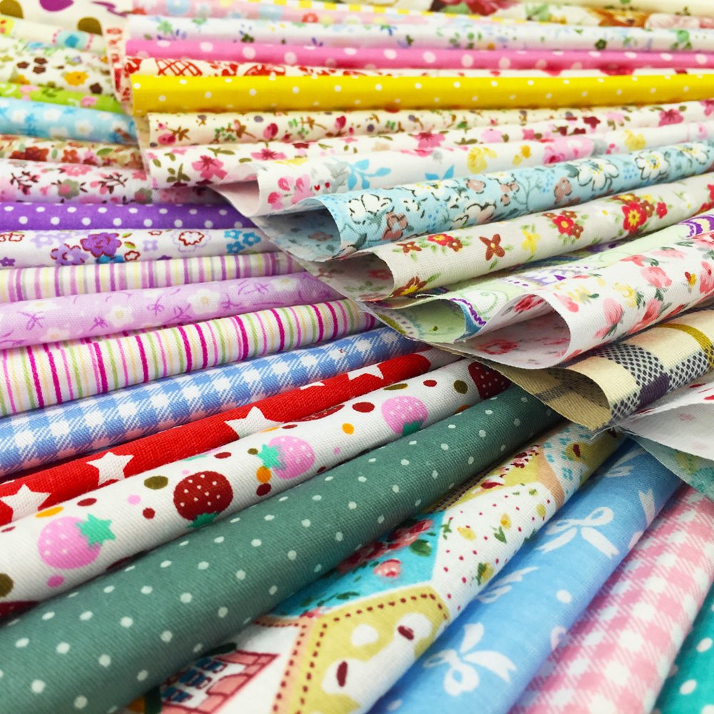 flic-flac 200pcs 4 x 4 inches (10cmx10cm) Cotton Craft Fabric Bundle Squares Patchwork Lint DIY Sewing Scrapbooking Quilting Dot Pattern Artcraft flic-flac