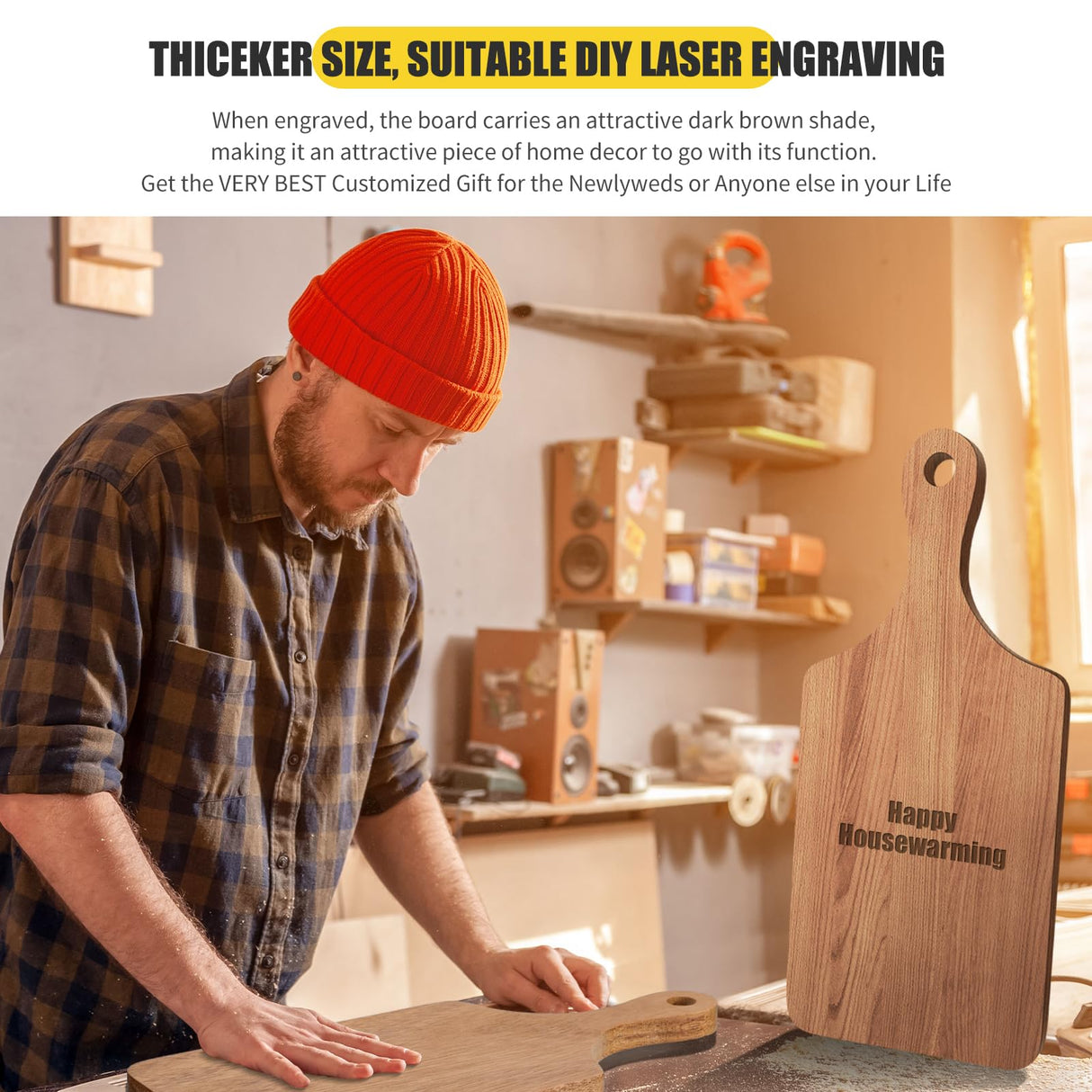 12 Pcs Bulk Cutting Board Bamboo Wood Acacia Wood Walnut Chopping Board with Handle Laser Engraving Kitchen Serving Board Charcuterie Board for Thanksgiving Housewarming Gift, 11'' x 5'' Zubebe