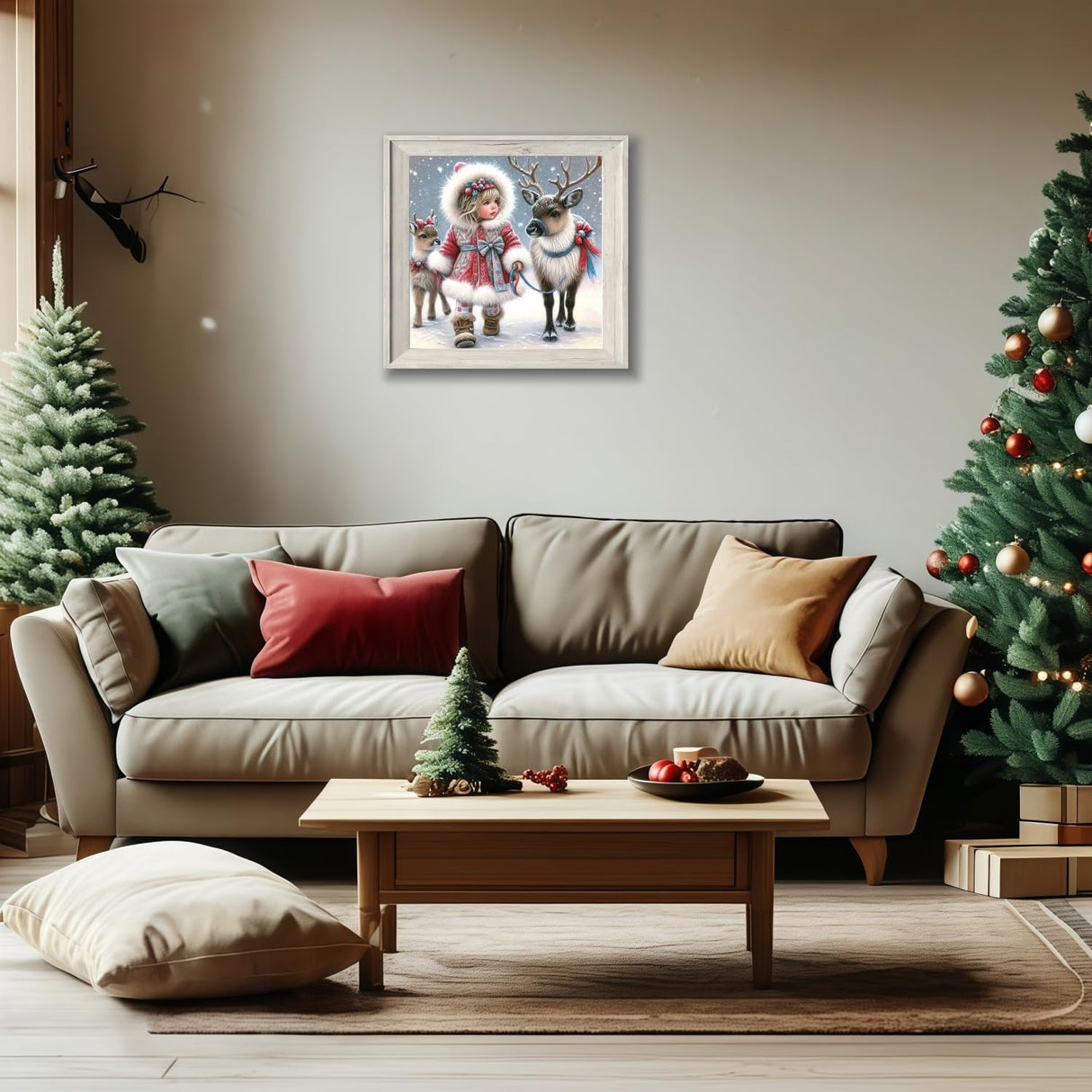 Winter 5D Diamond Art Kits for Adults Beginners,Deer DIY Full Round Drill Diamond Painting Kits,Moose Animal Paint by Diamonds Dots Gem Art Easy,Home Wall Decor 14X14 Inch Acelii