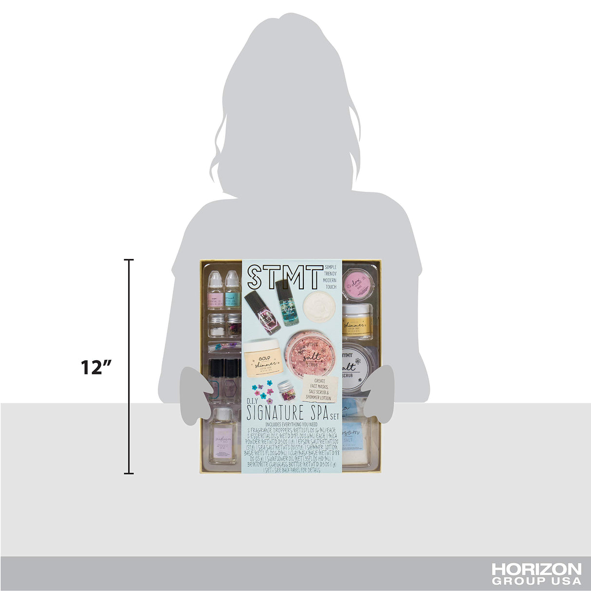 STMT DIY Signature Spa Set by Horizon Group USA, Mix & Make Your Own Spa Supplies with Salt Scrubs, Fragrances & Shimmer Lotions. Multicolored STMT