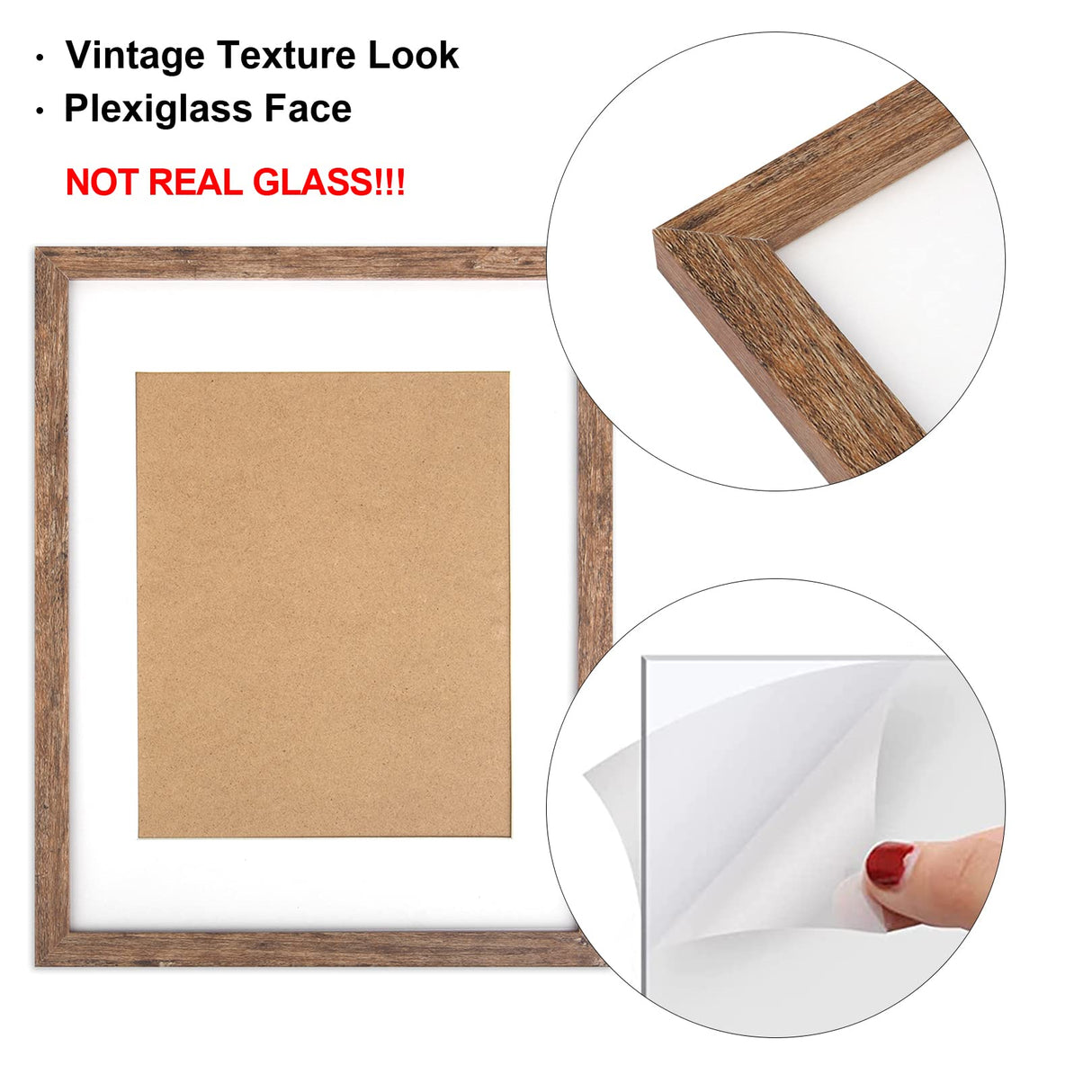 TOFOREVO 11x14 Picture Frames Set of 6 Rustic Wood Grain Photo Frame for Gallery Wall Mounting TOFOREVO