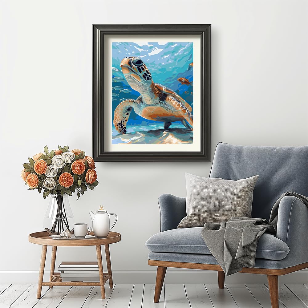 Natuyalo Paint by Numbers Kit for Adult - Adult Paint by Numbers Sea Turtle, Frameless Beginner Paint by Number Perfect Hobby for Relaxation 16x20 Inch Natuyalo