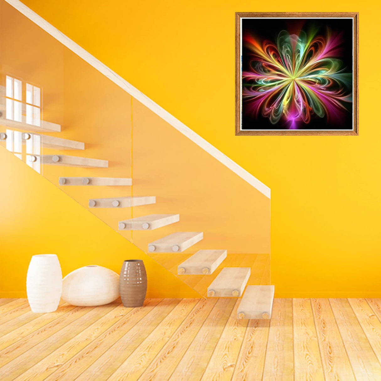 Bimkole 5D Diamond Painting Kits Flowers Glitter Leaves, Full Drill Abstract DIY Rhinestone Embroidery Set Paint with Diamonds Art by Number Kits Cross Stitch Home Wall Craft Decoration (12x12inch) Bimkole