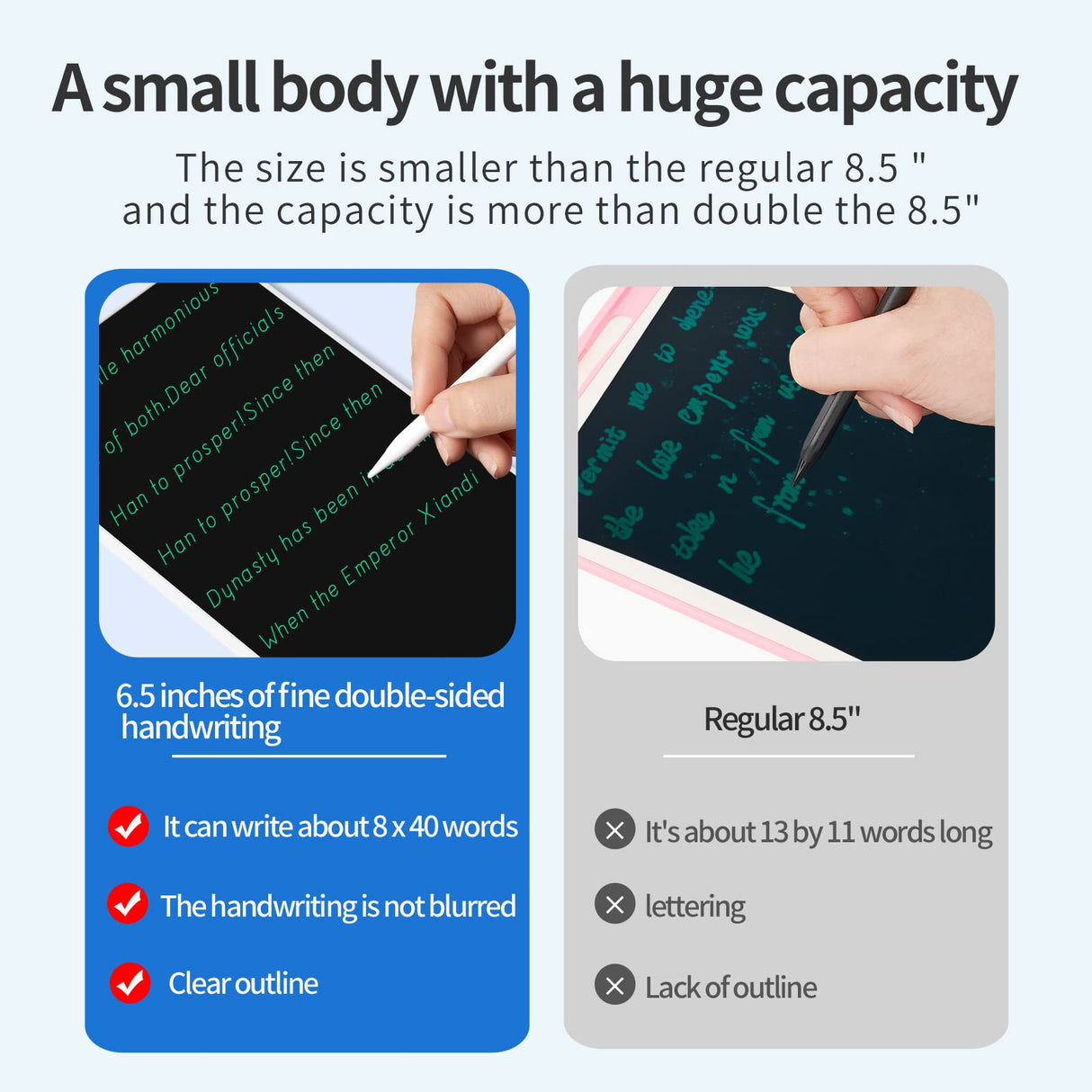 Mini LCD Writing Tablet, 6.5in Double Display Erasable Reusable Electronic Drawing Pads, Electronic scratchpad for Kids and Adults(Black Amoretti Sonnet