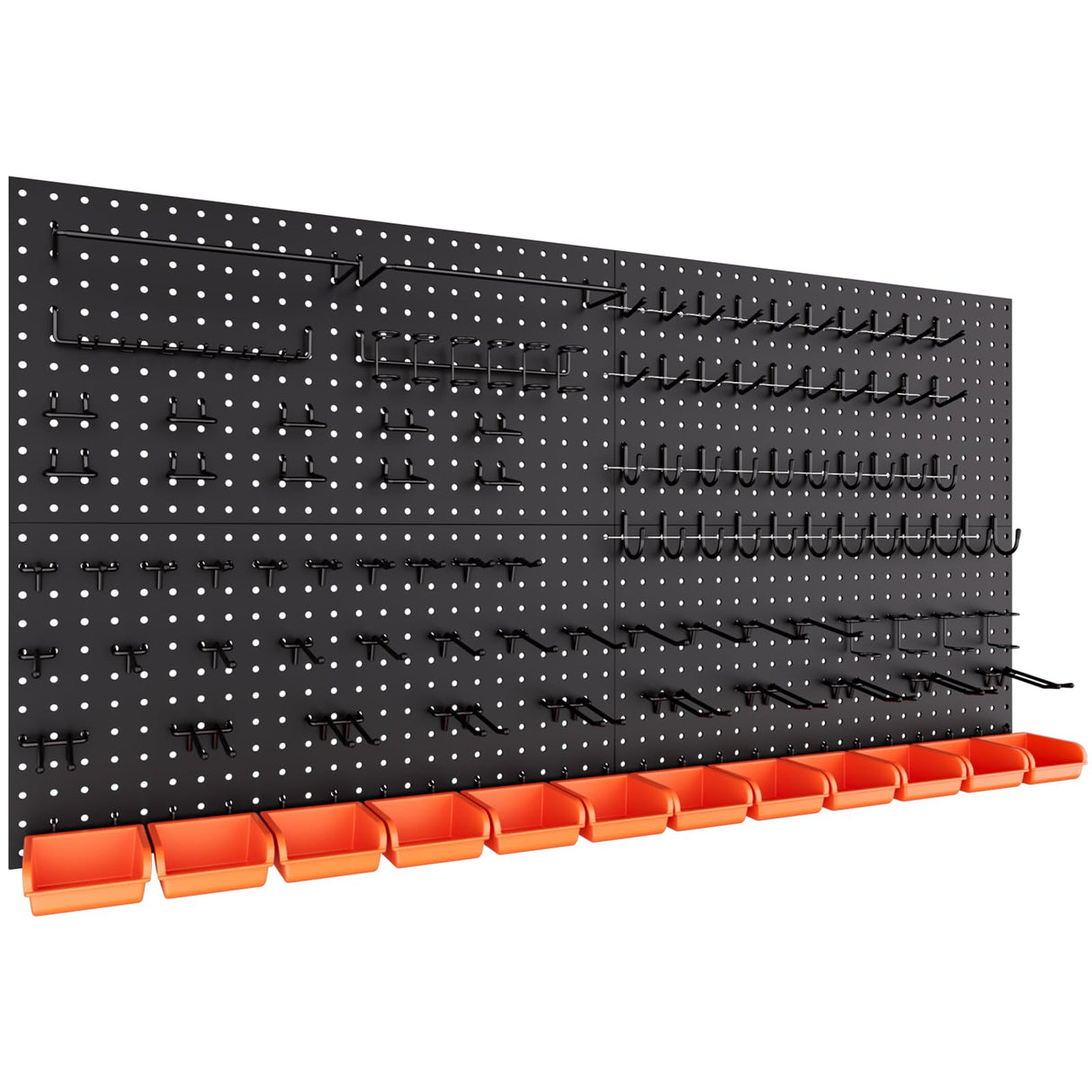 INCLY 48x24 Inch Metal Peg Board Kit with 1/4" Pegboard Hooks Accessories, 4PCS Pegboard Panels and 156PCS Black Pegboard Wall Organizer Tool Storage System for Garage Workbench Shed INCLY