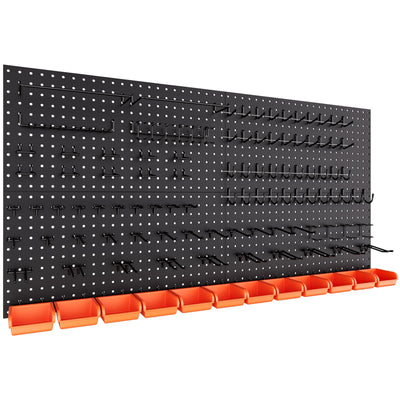 INCLY 48x24 Inch Metal Peg Board Kit with 1/4" Pegboard Hooks Accessories, 4PCS Pegboard Panels and 156PCS Black Pegboard Wall Organizer Tool Storage System for Garage Workbench Shed