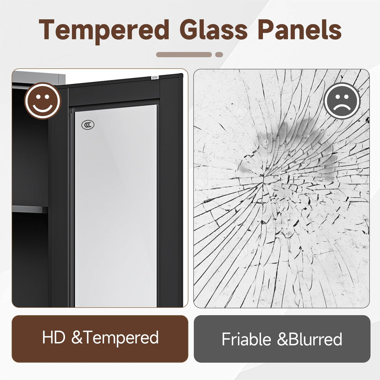 PEUKC Display Cabinet with Glass Doors, 67-inch Curio Cabinets with 4 Adjustable Shelves, HD&Tempered Glass Cabinet Display Case for Home, Office, Clinic, Pantry, Assemble Required, Black PEUKC