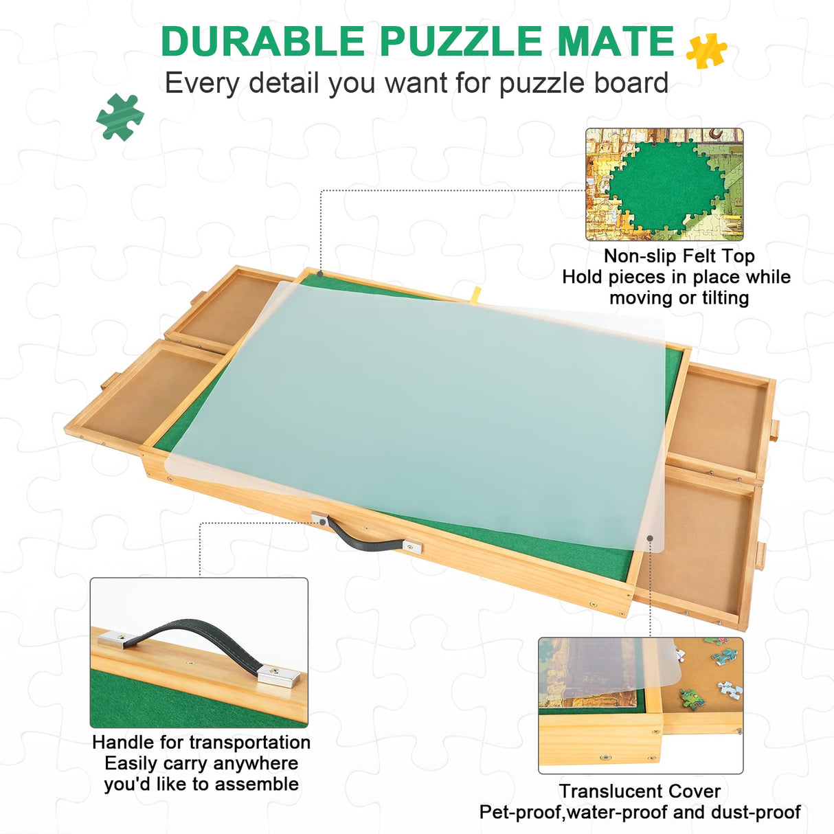 ALL4JIG 1500PCS Portable Puzzle Table with Legs, 25"x34"Adjustable Jigsaw Wooden Puzzle Board with 4 Drawers & Cover Birthday Gift for mom, 3-Tilting-Angle Jigsaw Puzzle Table for Adults ALL4JIG