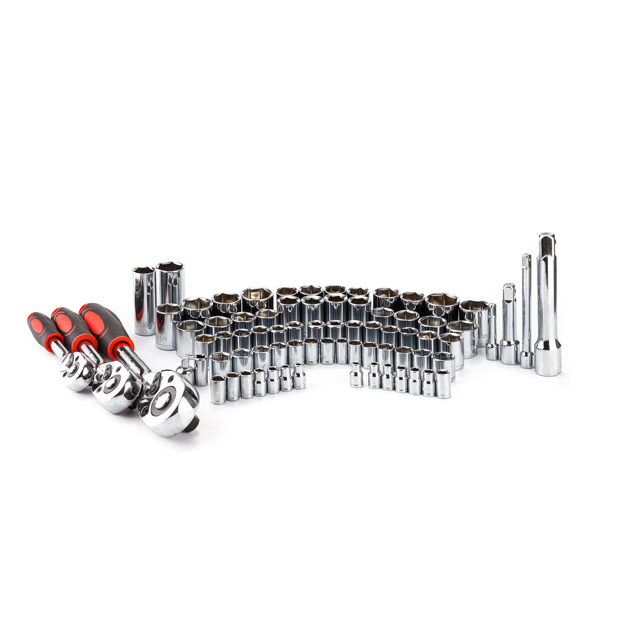 CARTMAN 205 Piece Ratchet Wrench Tool Set,1/4" & 3/8" & 1/2" Drive with SAE/Metric Sockets Kit in Plastic Toolbox CARTMAN