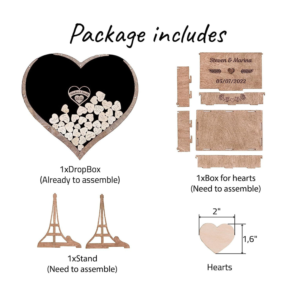 Personalized Wedding Guest Book Wedding Drop Box Wooden Rustic Wedding Decor Alternative Guest Book Wedding Ideas Wedding Heart Guest Drop Box Wedding by Eli