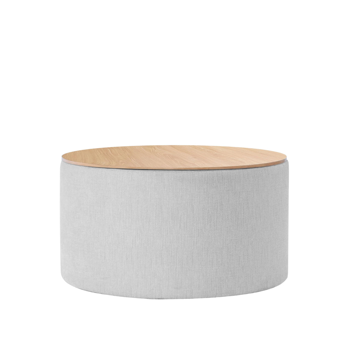 HomePop Storage Ottoman with Wood Grain Top - Light Gray Textured Woven HomePop