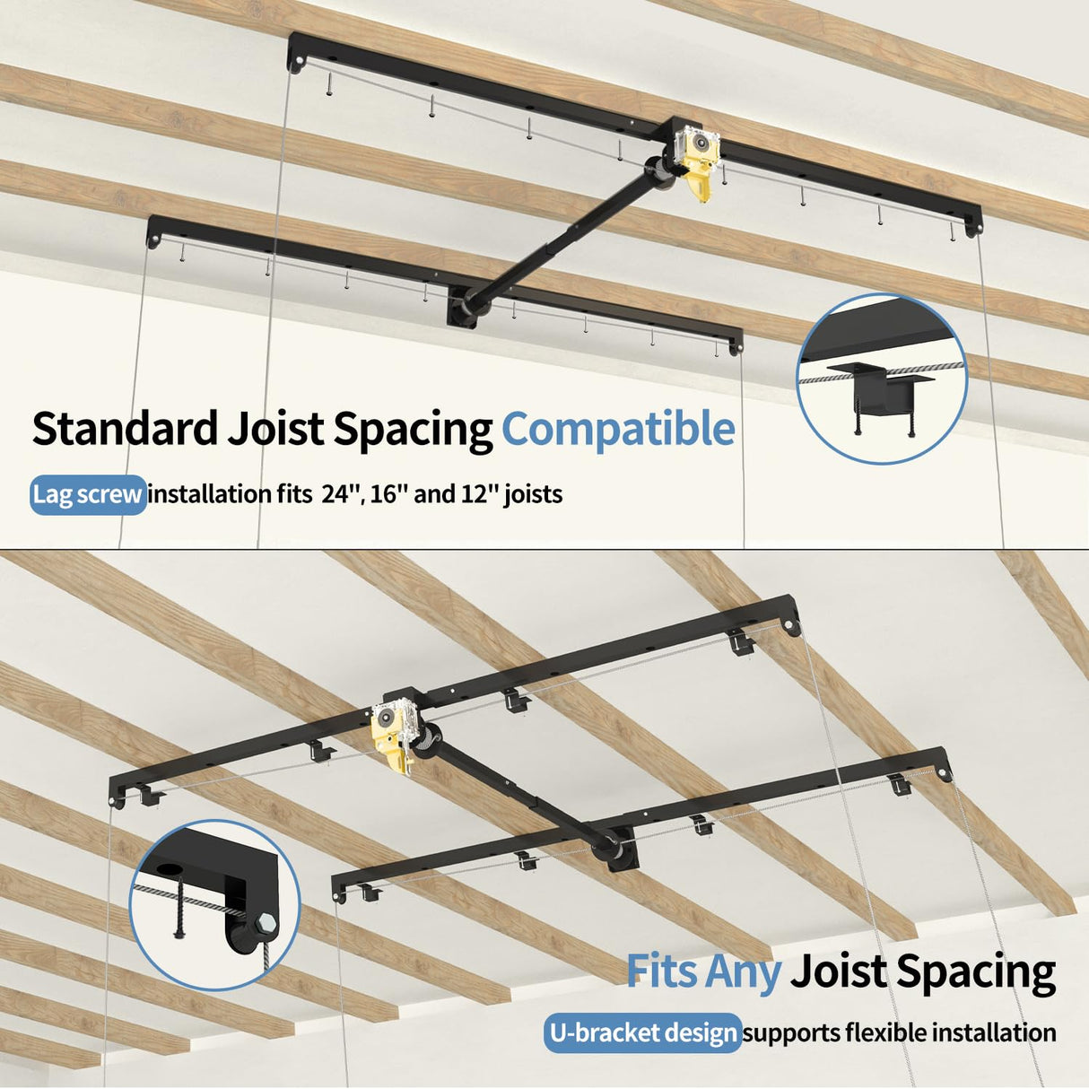 Overhead Garage Storage Rack – 4x8 FT Garage Ceiling Storage Racks with Safety Lock, Heavy-Duty Ceiling Mounted Lift System and Storage Organizer, Ideal for Maximizing Overhead Space, 325 lbs Capacity FERO
