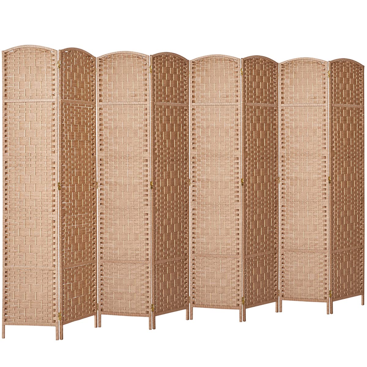 RHF 6 Ft. Tall Extra Wide-Diamond Weave Fiber Room Divider, 8 Panel Room Divider/Screen,Room Dividers and Folding Privacy Screens 8 Panel&Room Dividers and Folding Privacy Screens-Natural, 8 Panel Rose Home Fashion