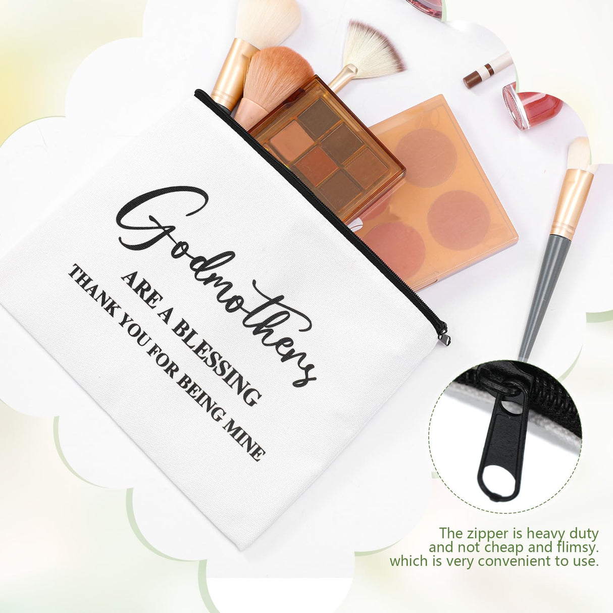 Skylety Godmother Proposal Gifts Set 16 oz Coffee Glass Godmother Cosmetic Bag White Hair Scrunchies,Gift Box, Christmas Gifts for Godmother, Christmas Wedding Holiday Appreciated Gift Skylety