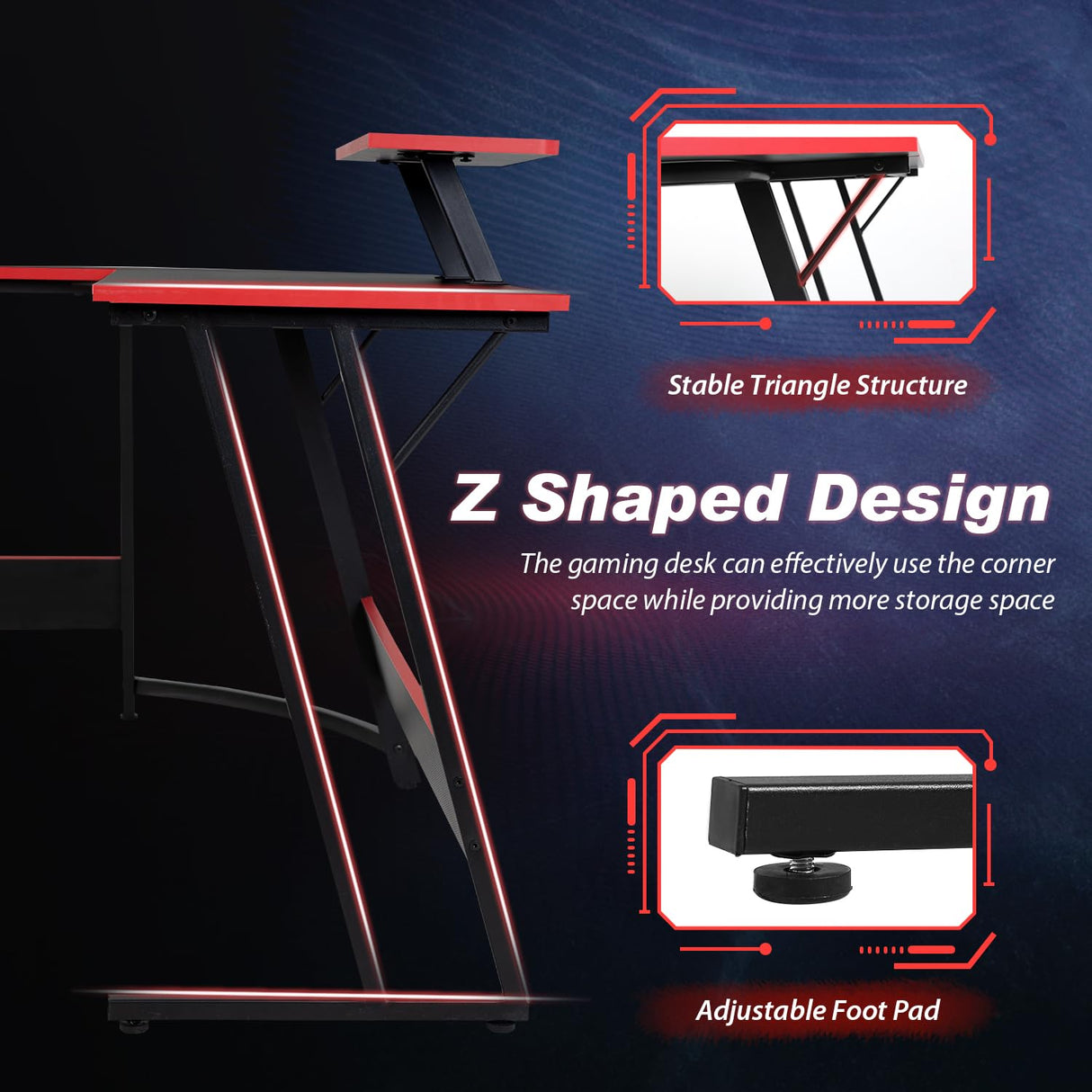 PayLessHere L Shaped Desk Corner Gaming Desk Computer Desk with Large Desktop Studying and Working and Gaming for Home and Work Place,Black PayLessHere