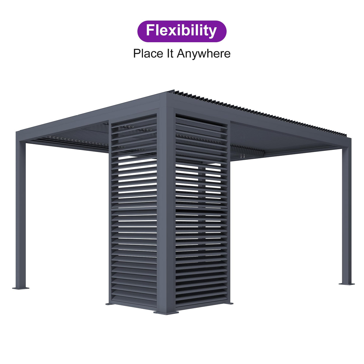 PURPLE LEAF Louvered Pergola Accessory 94AS Aluminum Louver Grille for Optimal Privacy, Sunlight Control Four Panels a Complete 13' Side Fixed Shutter Wall, Pergola Not Included PURPLE LEAF