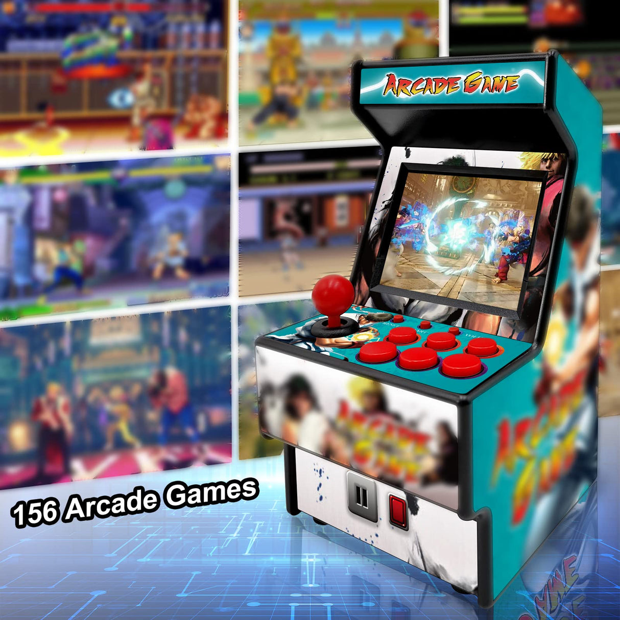 Mini Arcade Games Machine - 156 Retro Games Console Playable - 2.8 Inch Screen Handheld Gaming Device Support AV Output - Electronic Birthday Xmas Gift for Kids Adults (Blue) E-MODS GAMING