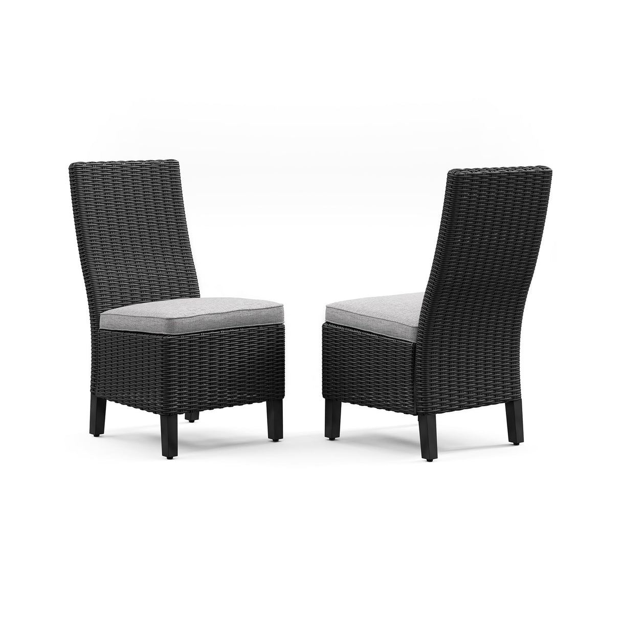 Signature Design by Ashley Beachcroft Casual Weather Resistant Armless Outdoor Side Chair with Cushion, Set of 2, Light Gray & Black Signature Design by Ashley