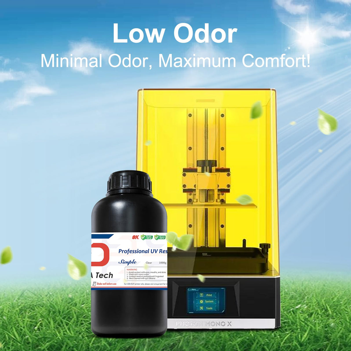 Siraya Tech Simple Water Washable 3D Printer Resin - Low Odor, Easy to Print, High Precision 405nm LCD UV-Curing Aqua Resin - Ideal for 8K Capable LCD, DLP 3D Printers - Tough and Clear (1kg) Siraya Tech