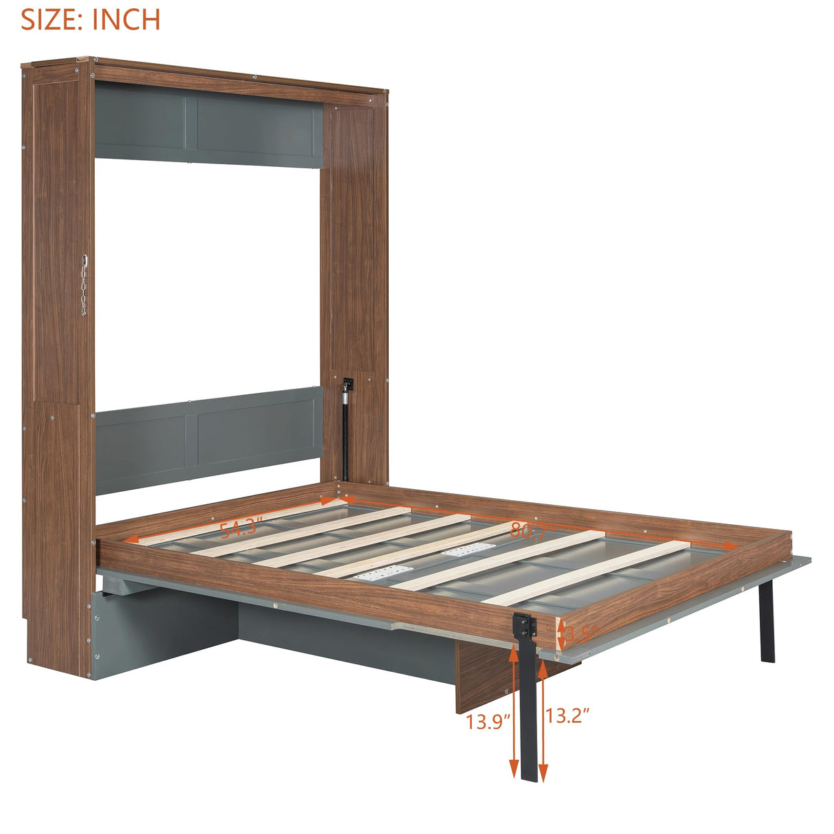 THINK 30 Murphy Bed with Foldable Desk – Space Saving Wall Bed, Full Size, Walnut & Gray THINK 30