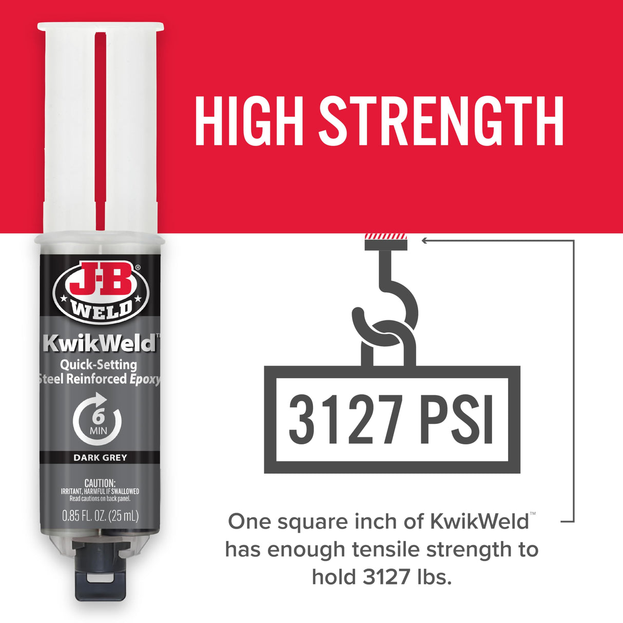 J-B Weld 6 Minute Set Epoxy KwikWeld, High Strength, Waterproof, 2 Pack, Dark Grey, 50176-2 J-B Weld