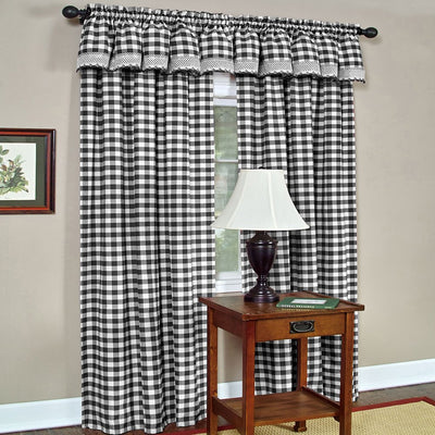 ACHIM Buffalo Check Panel Window Curtain - 42 Inch Width, 84 Inch Length - Black & White Plaid - Light Filtering Farmhouse Country Drapes for Bedroom Living & Dining Room Home Decor