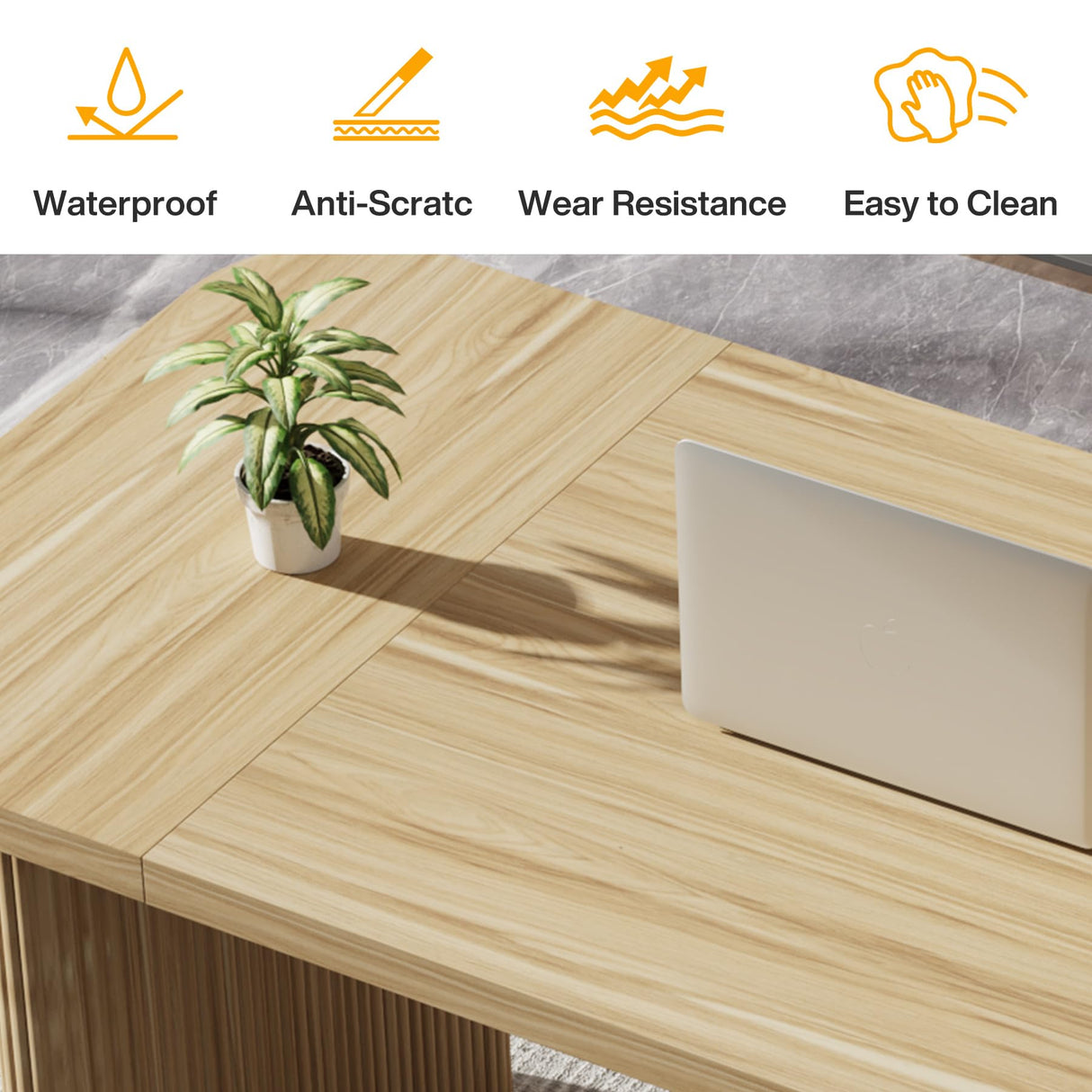 Tribesigns 62" Executive Desk, Large Computer Office Desk with Double Pedestal, Modern Simple Style Natural Wood Top Rectangle Writing Desk for Home Office (Natural) Tribesigns