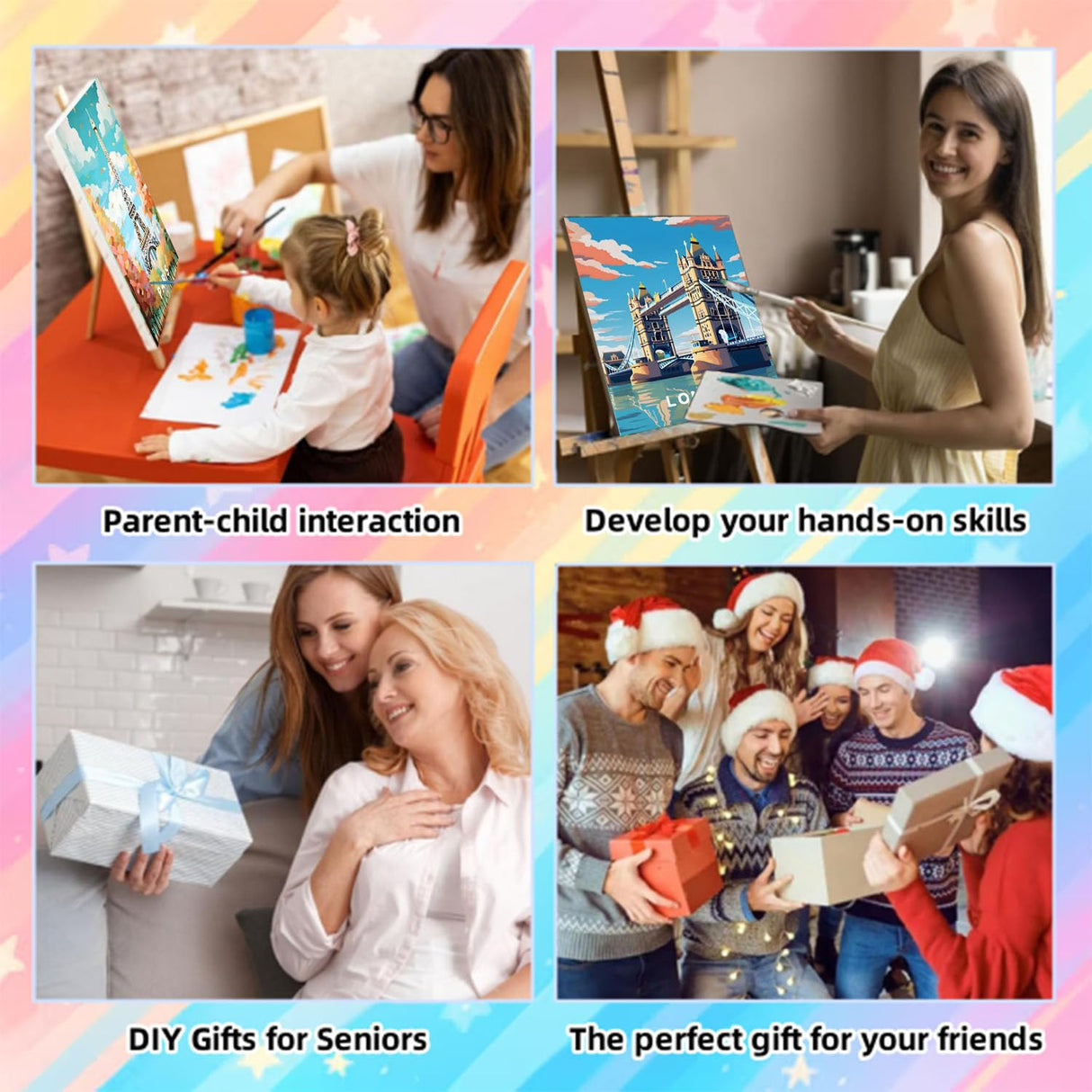 6 Pack Paint by Numbers Kit for Adults Beginners-Easy City Travel Adult Paint by Number Kits on Canvas, DIY Acrylic Oil Painting by Numbers for Adults Without Frame for Gift Home Wall Decor(10x14inch) Arttoplus