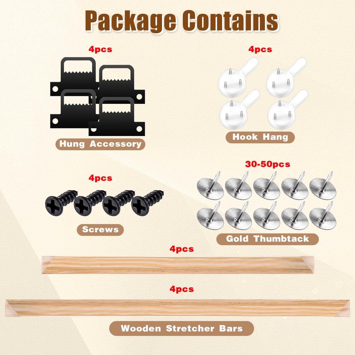 16"X20" Canvas Frame, 2 Set Removable Wood Canvas Stretcher Bars Wooden Frames Kit for Oil Painting, Diamond Art, Paint by Numbers, Posters, DIY Arts Supplies for Artist Zyghjort