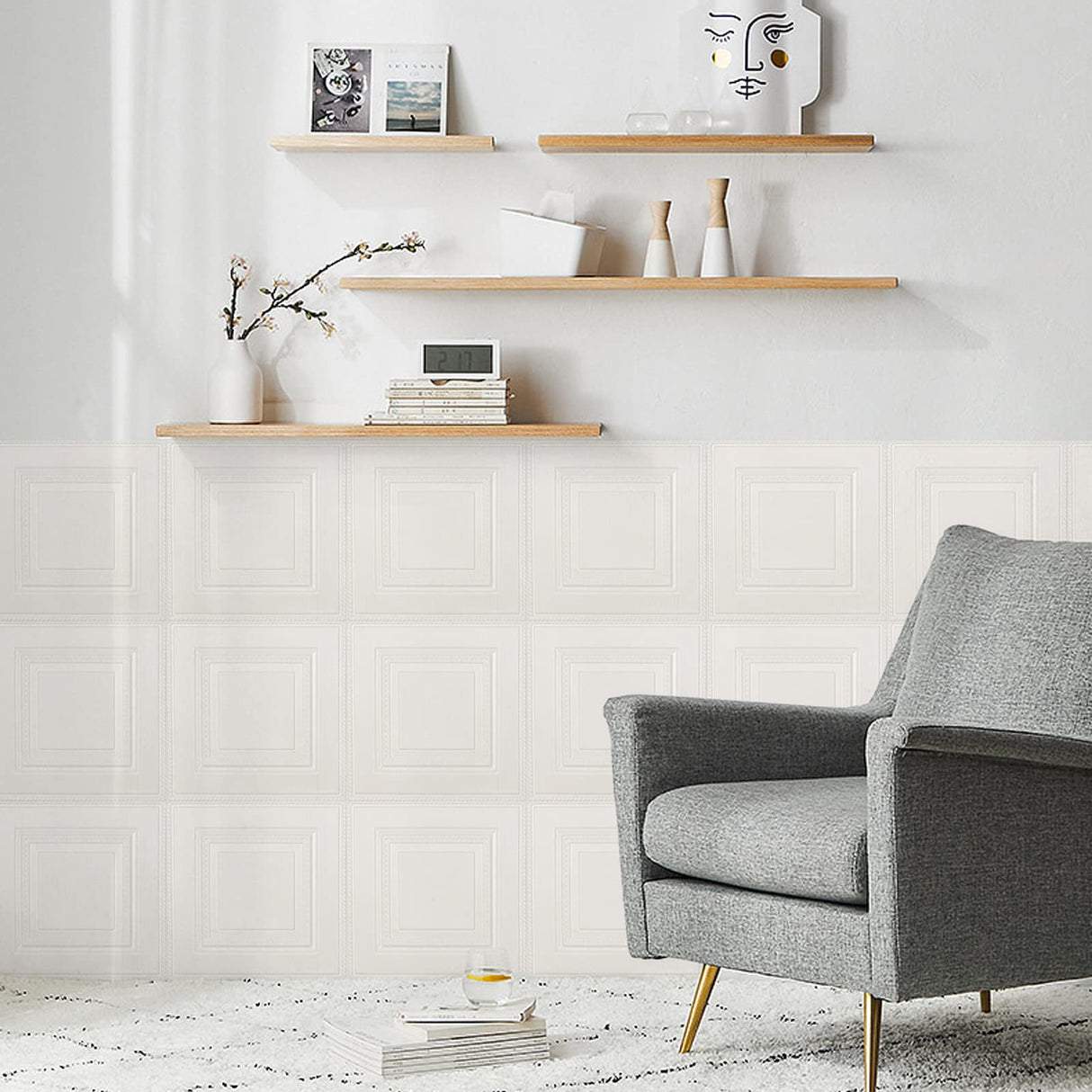 Ceiling Tiles, 16 Pack, Covered 21 Sq.Ft, Glue-up Ceiling Tiles Foam, Ceiling Tiles Peel and Stick, Easy to Install for Ceiling and Wall, Plain White๏ผ13.8 x 13.8 inch๏ผ Dureidos