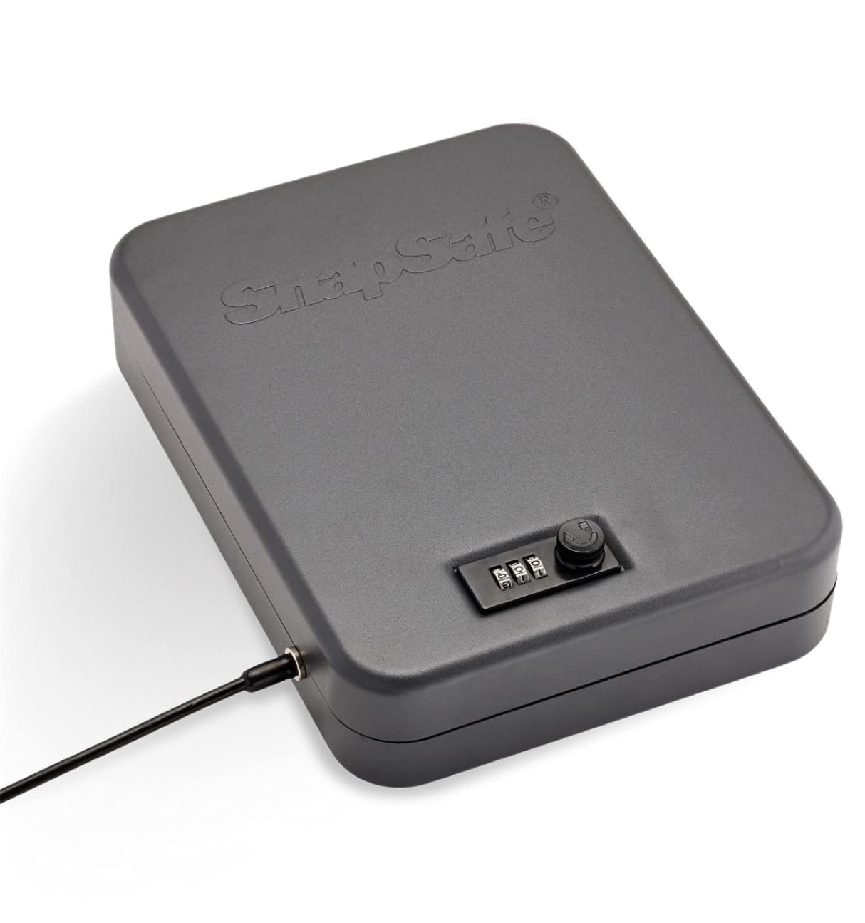 SnapSafe Portable Combination Lock Box for Guns and Valuables - Includes Lock Box (with 3-Digit Combination Lock) and Patented Security Cable - An Ideal Car Gun Safe - Large, 9.5 x 6.5 x 1.75 Inches SnapSafe