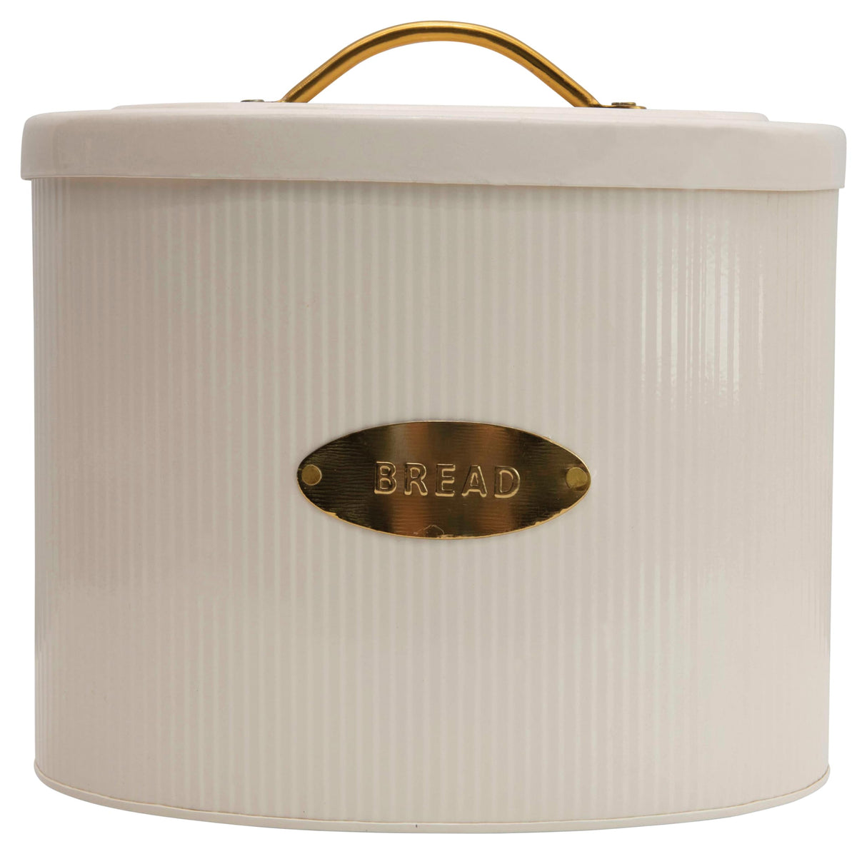 Creative Co-Op DF2516 Oval Metal Lid Bread Box, Off-White Creative Co-Op