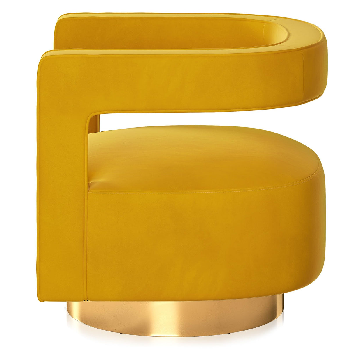 BELLEZE Swivel Barrel Accent Chair Set of 2, Modern Upholstered Arm Comfy Velvet Curved Back Round Chair with Gold Base Wood Frame, 360 Degree for Living Room Bedroom Office,Yellow BELLEZE