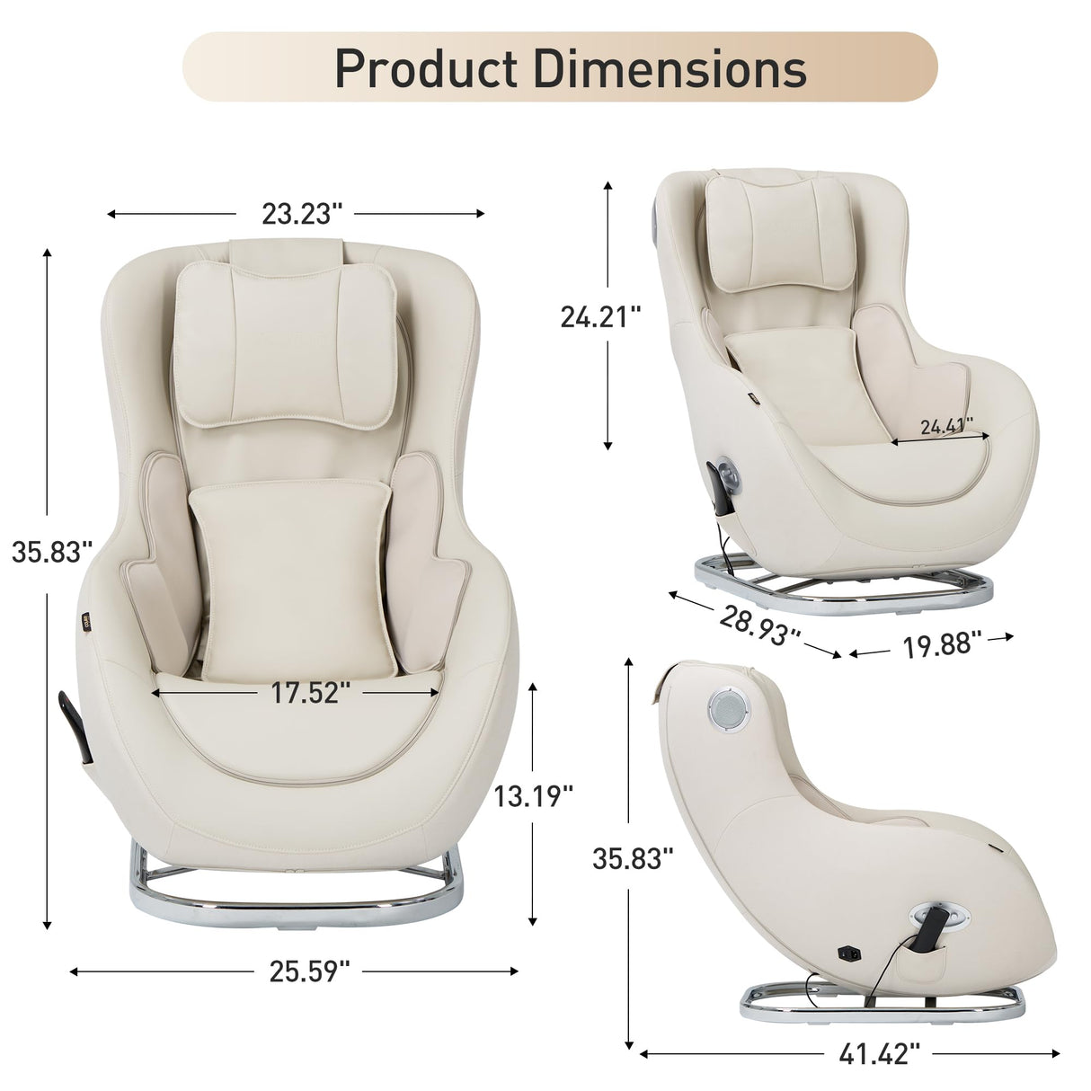 COLAMY Relaxing Massage Chair | Full Body and Spot Massaging,Heat, Low-Noise 3D Bluetooth Speaker, Massage and Leisure Dual-Use Chair| Living Room, Bedroom,White COLAMY