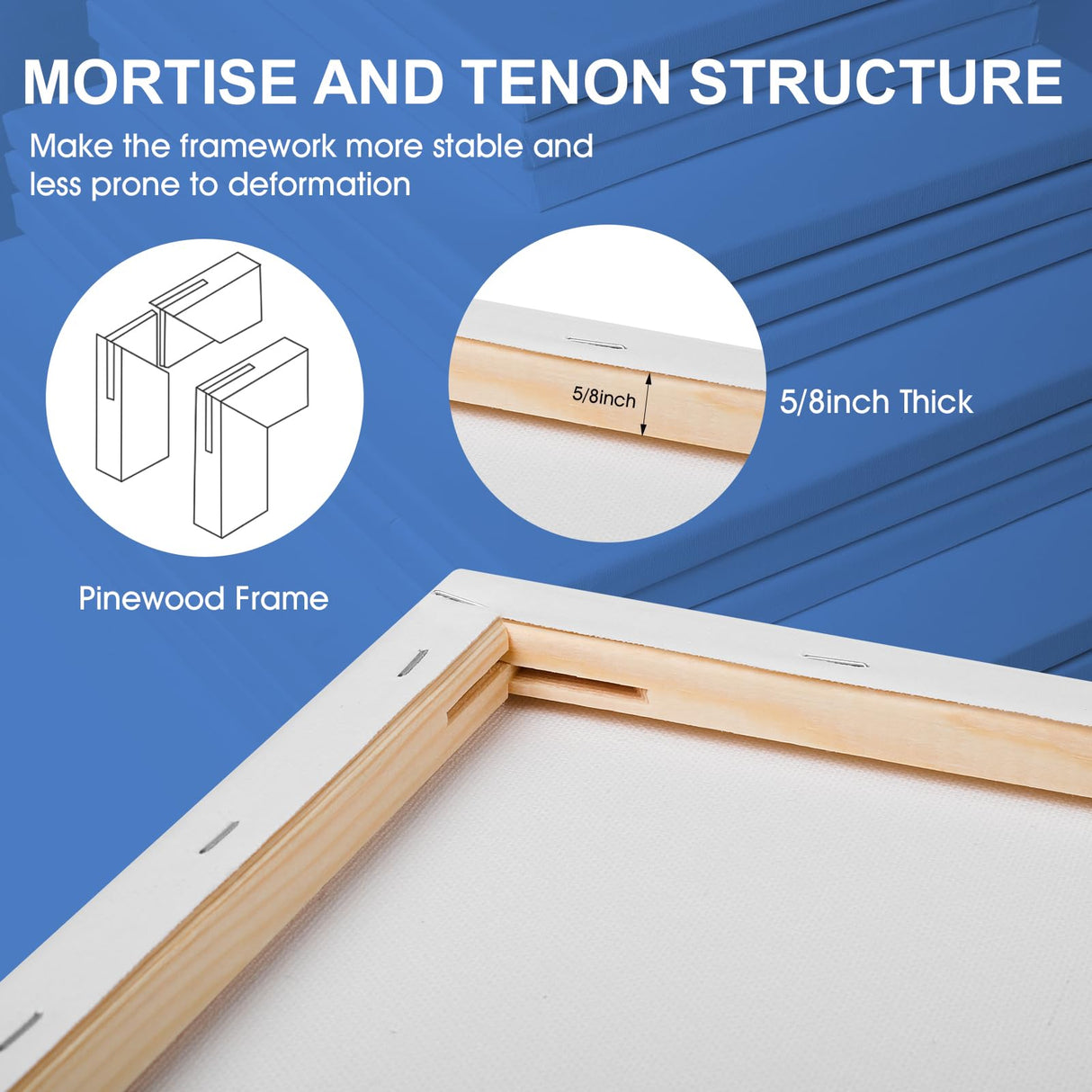 FUMILE 8x10 Canvas for Painting Stretched, 24 Pack Canvases for Painting-5/8 in Profile Primed White Blank Painting Canvas Value Pack for Oil & Acrylic Paint FUMILE