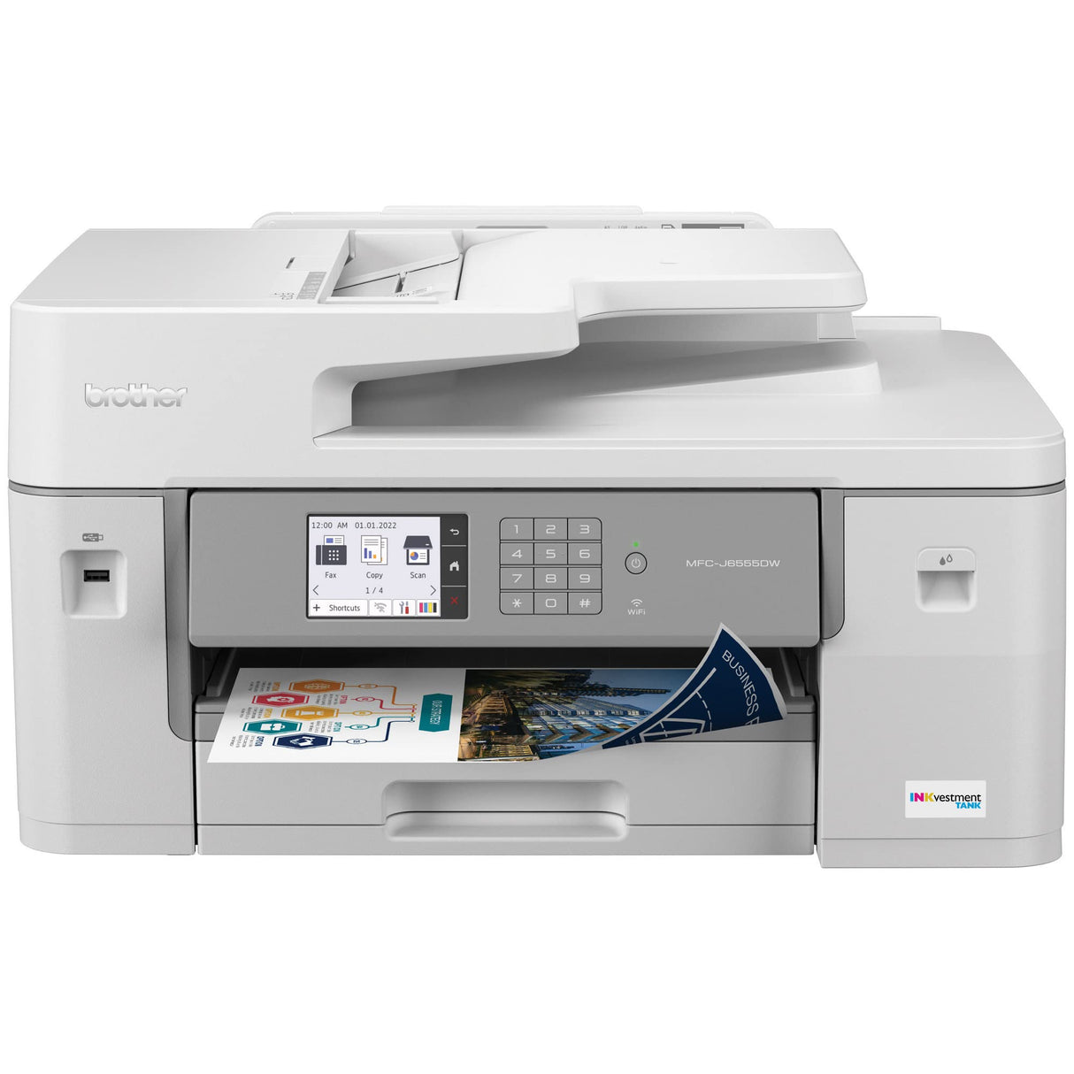 Brother MFC-J6555DW INKvestment Tank Color Inkjet All-in-One Printer with up to 1 Year of Ink in-box1 and 11” x 17” Print, Copy, scan, and fax Capabilities,White Brother
