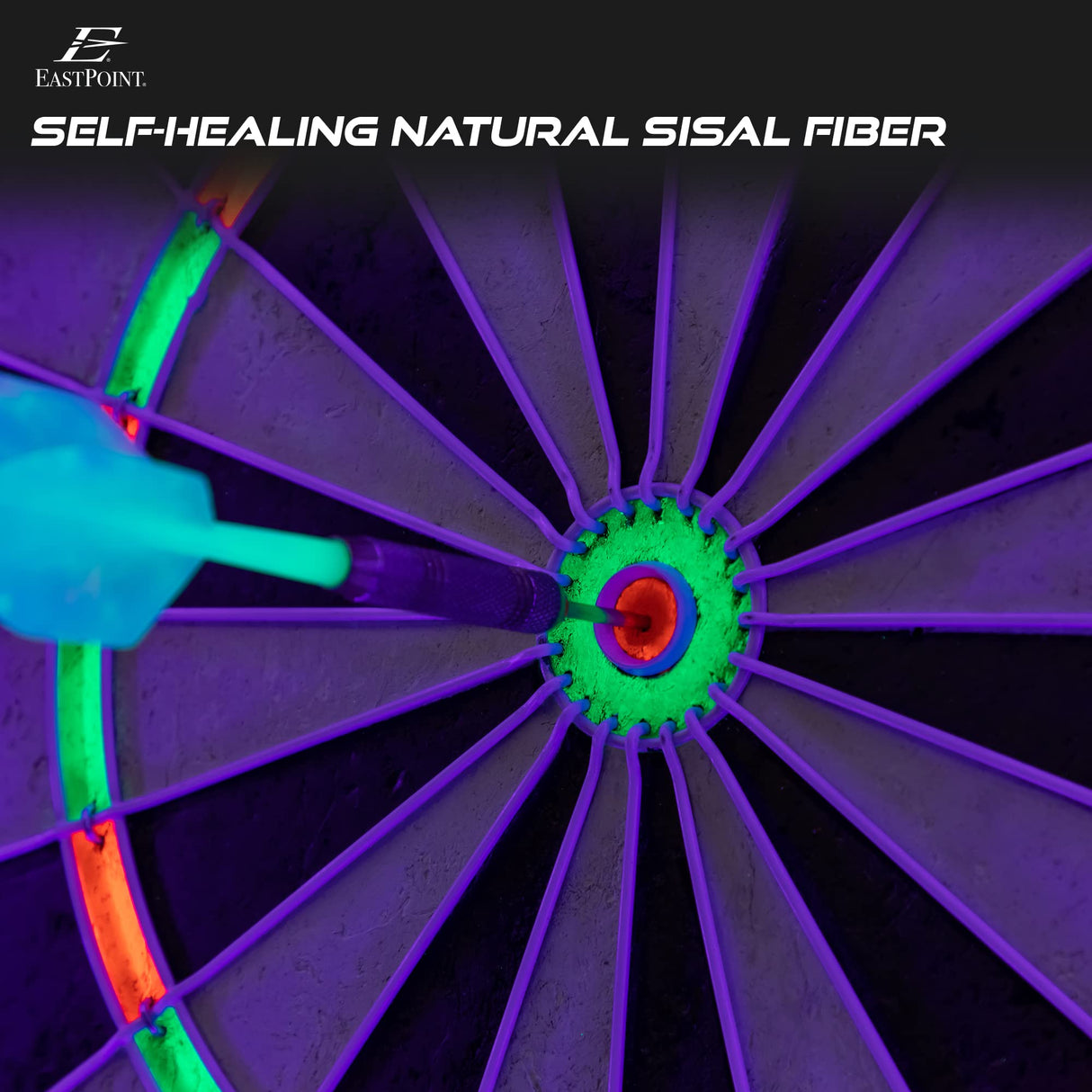 EastPoint Sports EastPoint Blacklight Dartboard - Official Size Bristle Dartboard with Glowing Segments and Dart Flights EastPoint Sports