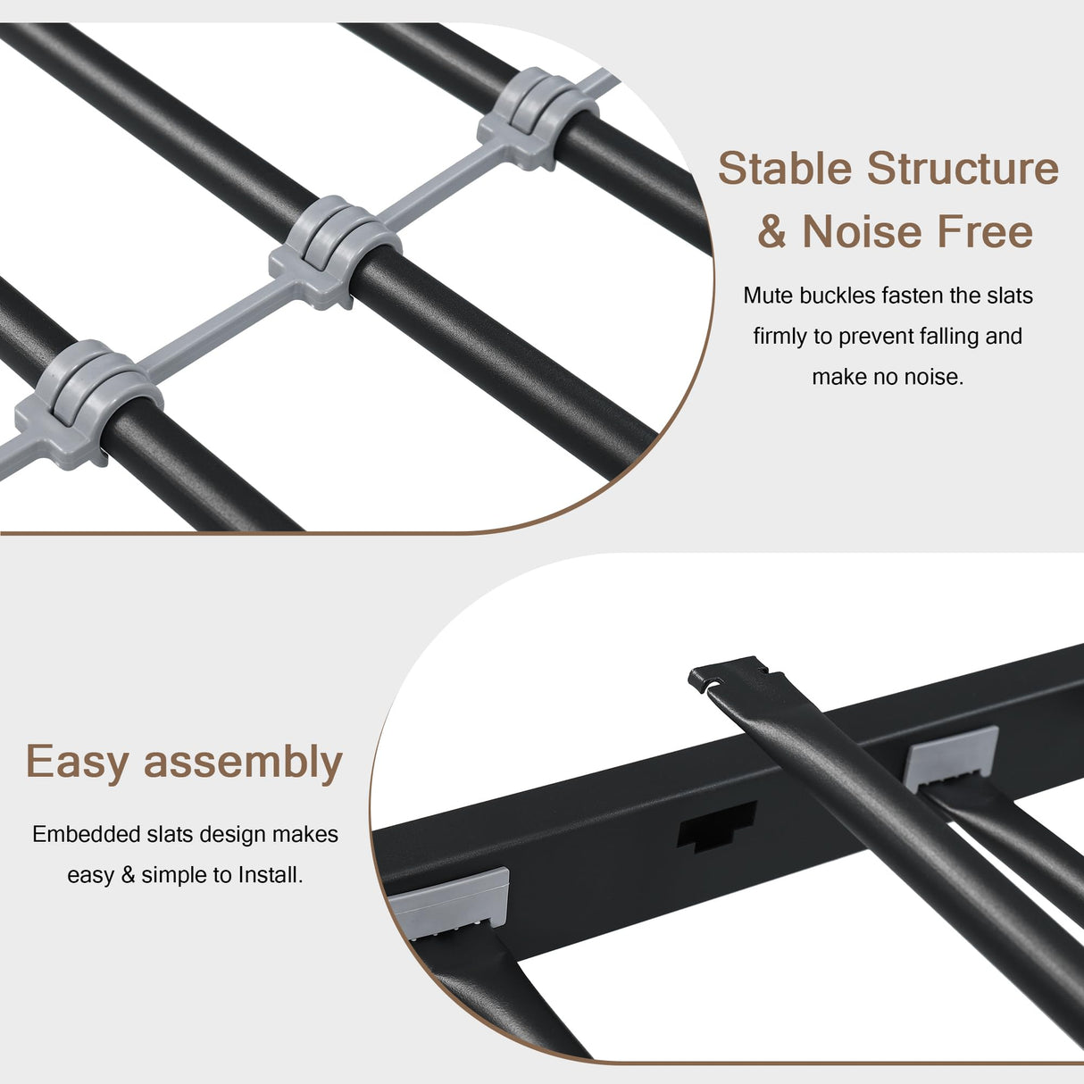 Einhomn Bunk Bed Twin Over Twin, Heavy Duty Metal Bed with Ladder and Full-Length Guardrail, Under-Bed Storage Space, No Box Spring Needed, Noise Free, Black Einhomn