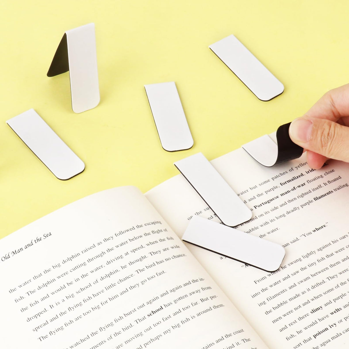 48 Pieces White Magnetic Bookmark Book Marker Clip Sublimation Bookmarks, Magnetic Page Markers Clips for Kids Students Teachers Classroom Office Reading Book Lovers Supplies Hxezoc