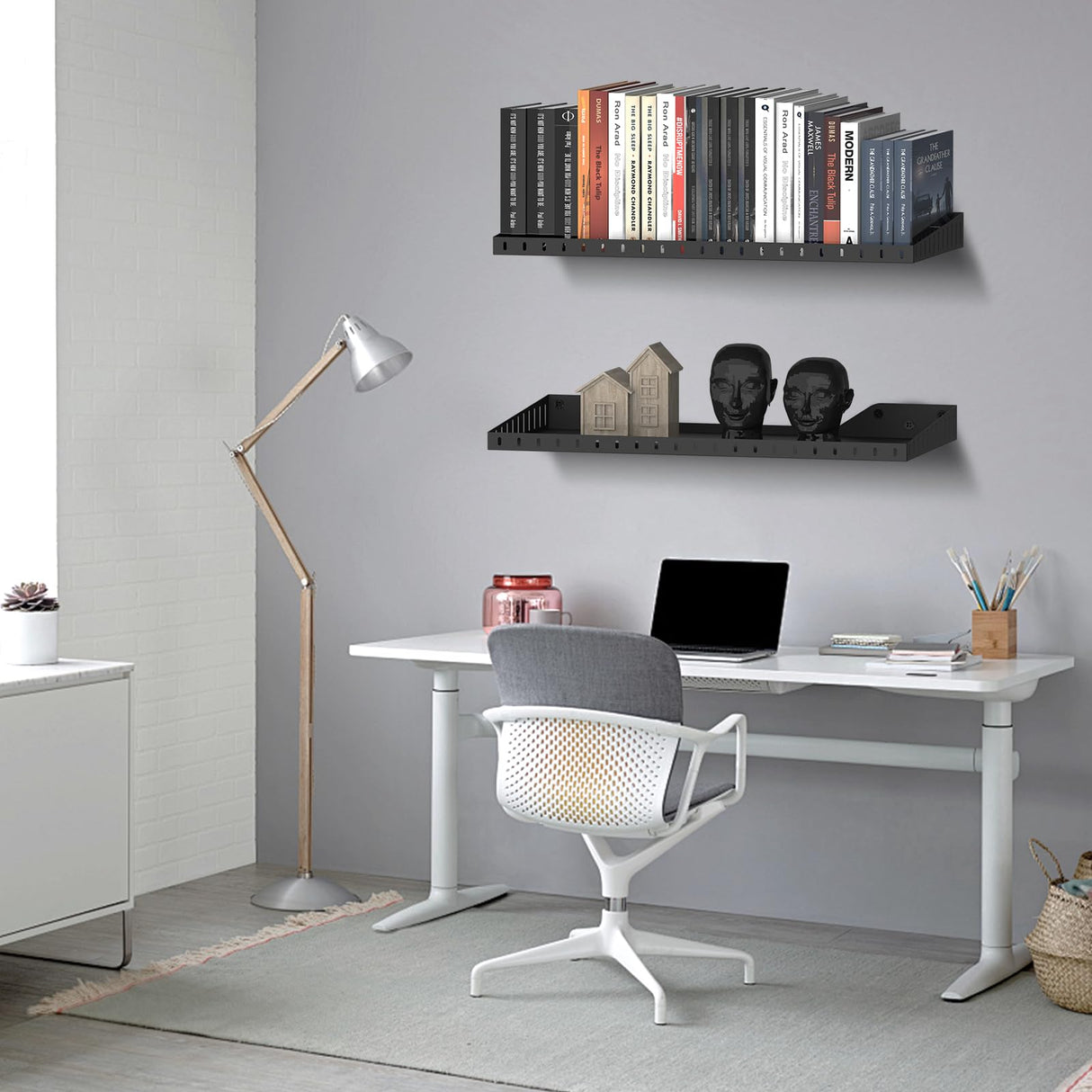 PEKGRIL 2 Pack Garage Wall Shelf, 1X2 Ft Heavy Duty Garage Shelving, Wall Mounted Storage Shelves for Laundry Room, Closet, Holds Up to 150 Lbs PEKGRIL