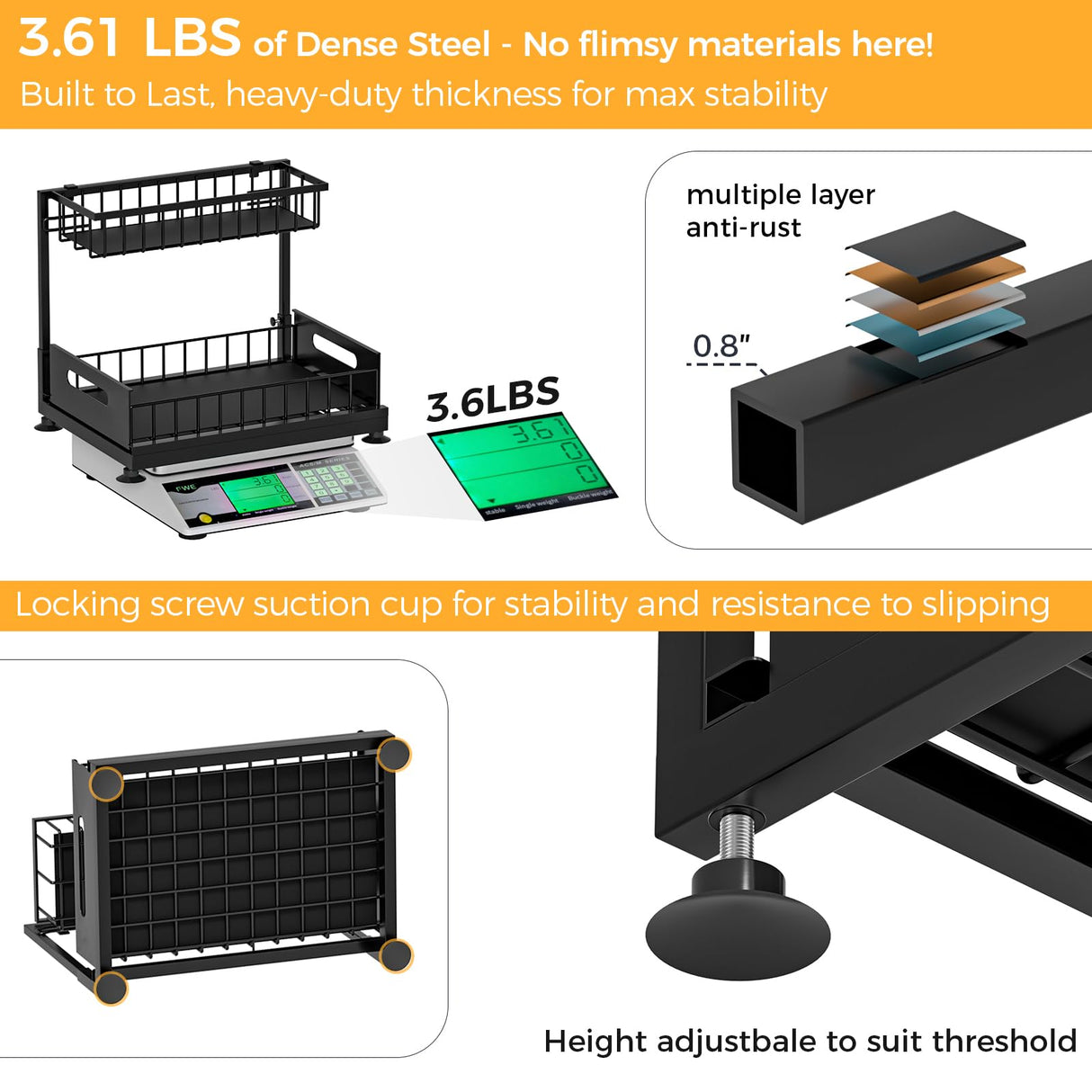 2 Pack Under Sink Organizer Storage 2-Tier Premium Metal Pull-Out Racks, Height Adjustable, Easy Installation | Kitchen & Bathroom Organizers Saydear