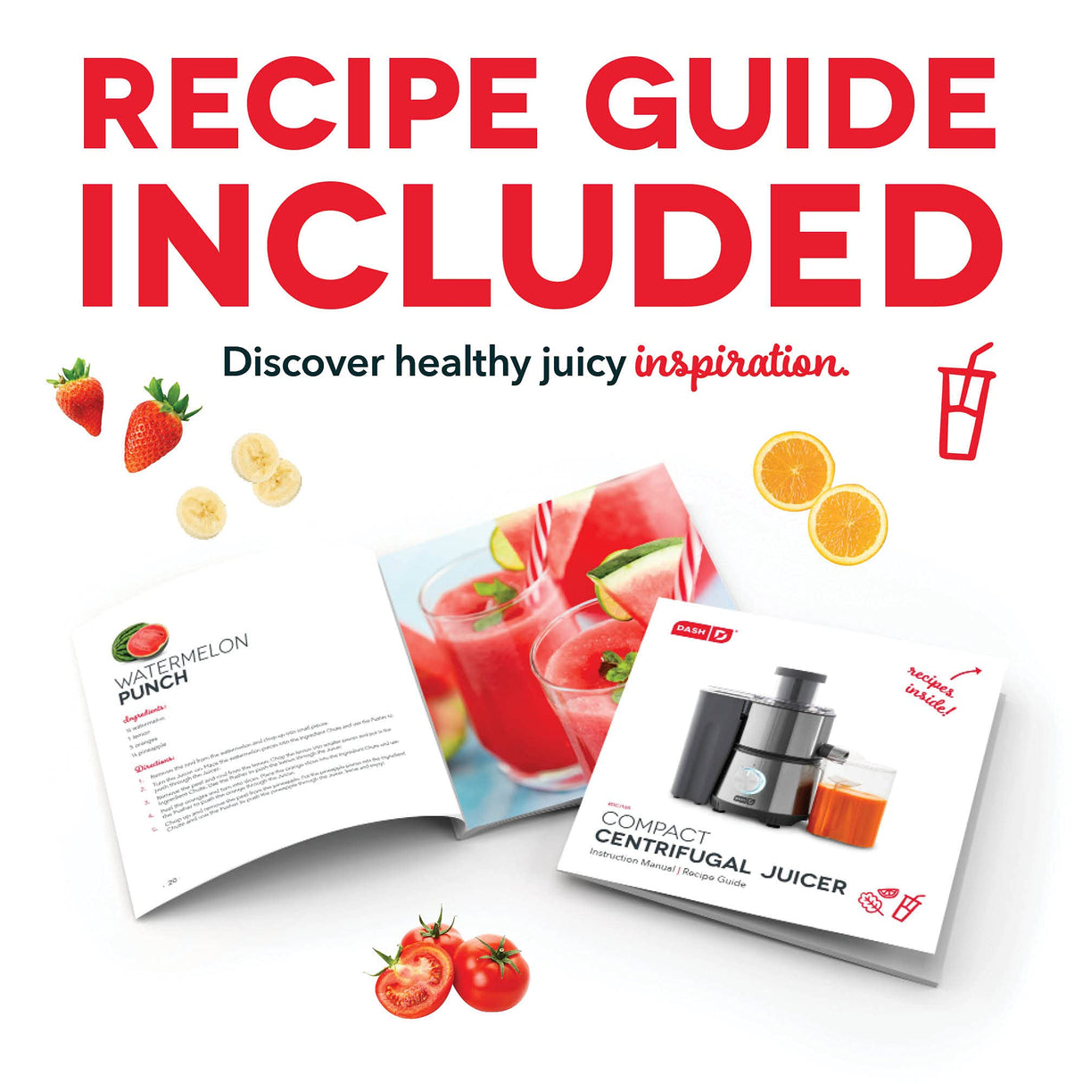 Dash Compact Centrifugal Juicer, Press Juicing Machine, 2-Speed, 2" Wide Feed Chute for Whole Fruit Vegetable, Anti-drip, Stainless Steel Sieve - Cool Grey DASH