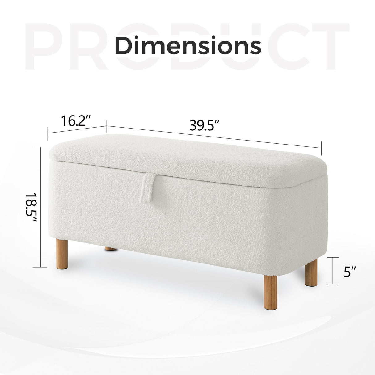 Storage Ottoman Bench for Bedroom End of Bed, Boucle Upholstered Padded Storage Bench for Entryway Bed Foot Entryway, Sherpa Rectangle Cushion Shoe Seat Blanket Chest Cute for Living Room, White Comfort Stretch