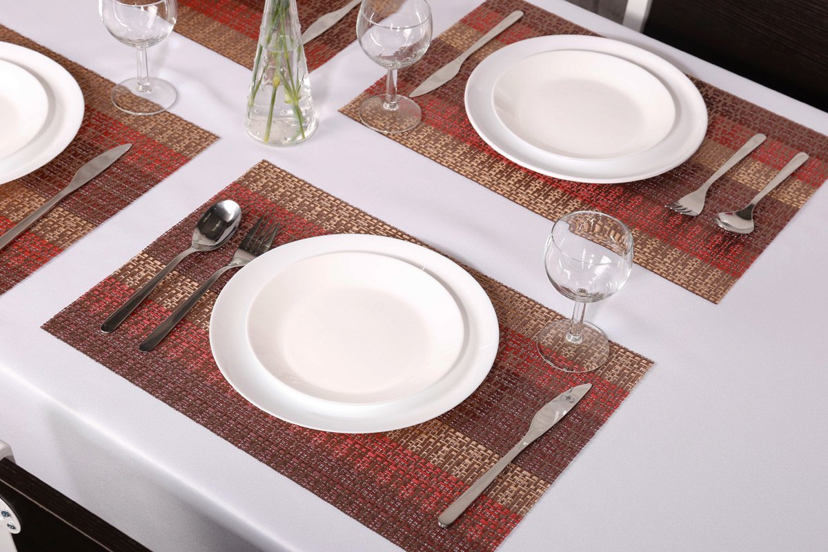SICOHOME Placemats Set of 6, Red Vinyl Placemat for Dining Table, Home, Kitchen, Office and Outdoor SICOHOME
