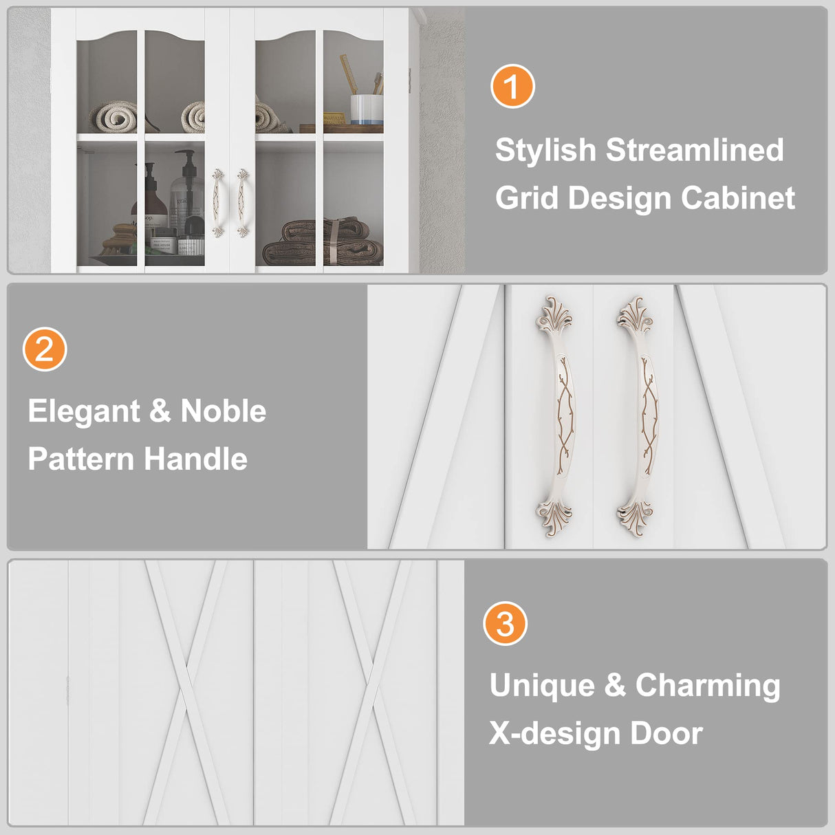 kepptory 64" Kitchen Pantry Cabinet, Pantry Storage Cabinet with Adjustable Shelves, Kitchen Buffet Cupboards Storage Cabinet for Home Office Use (White, 16" D x 24" W x 64" H) kepptory