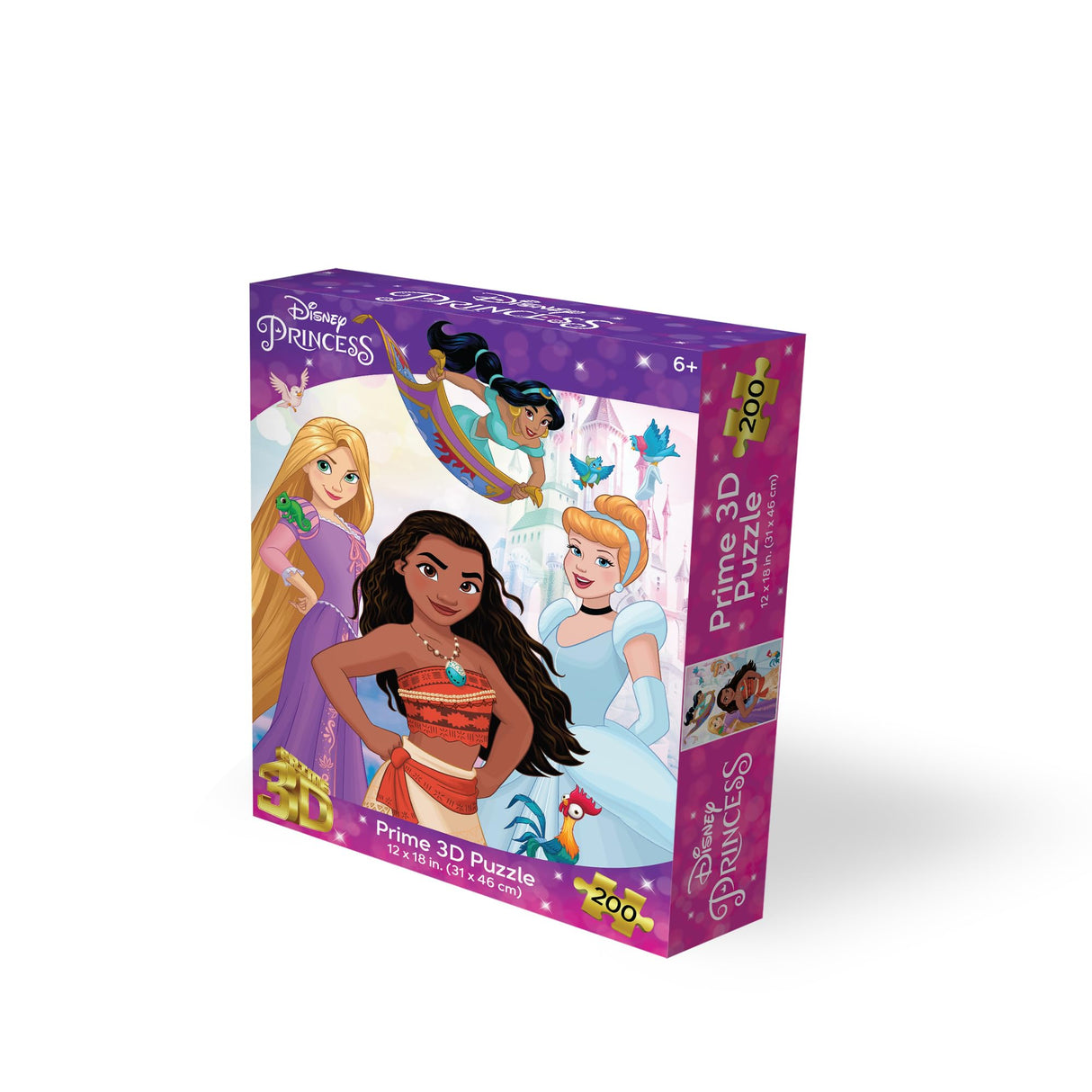 Prime 3D | Disney | Princess | 200 Piece 3D Jigsaw Puzzle for Adults & Kids | Finished Size 12" x 18" | Challenging & Fun for Kids & Families | Immersive 3D Lenticular Effect Prime 3D