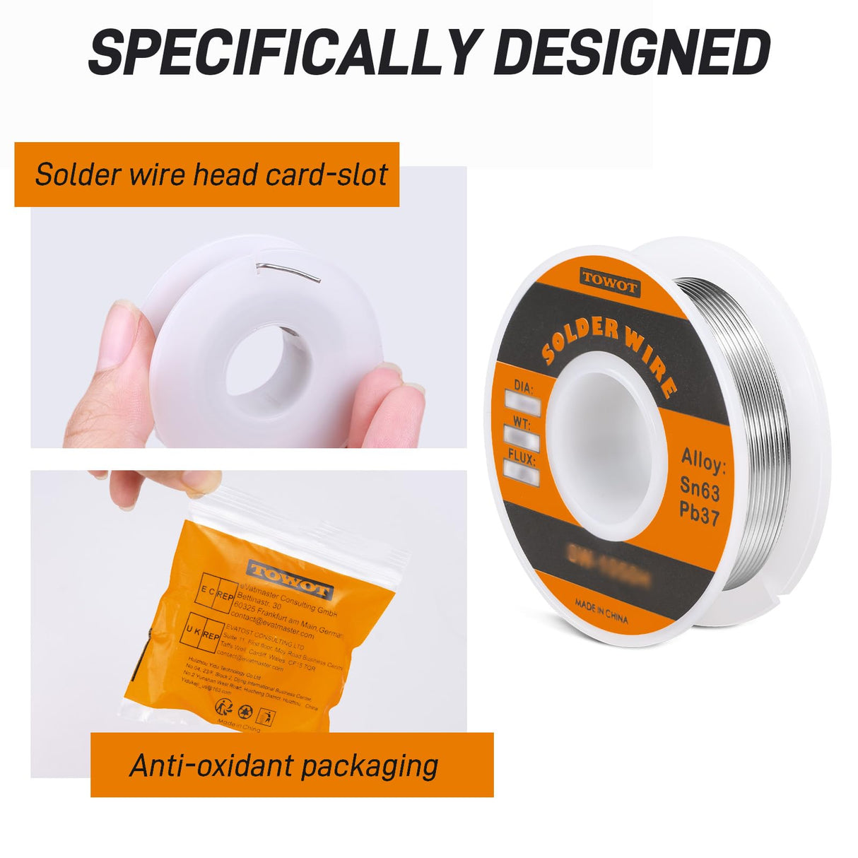TOWOT 63-37 High Purity Tin Lead Rosin Core Solder Wire for Electrical Soldering, Content 1.8% Solder flux (1.0mm, 50g) TOWOT
